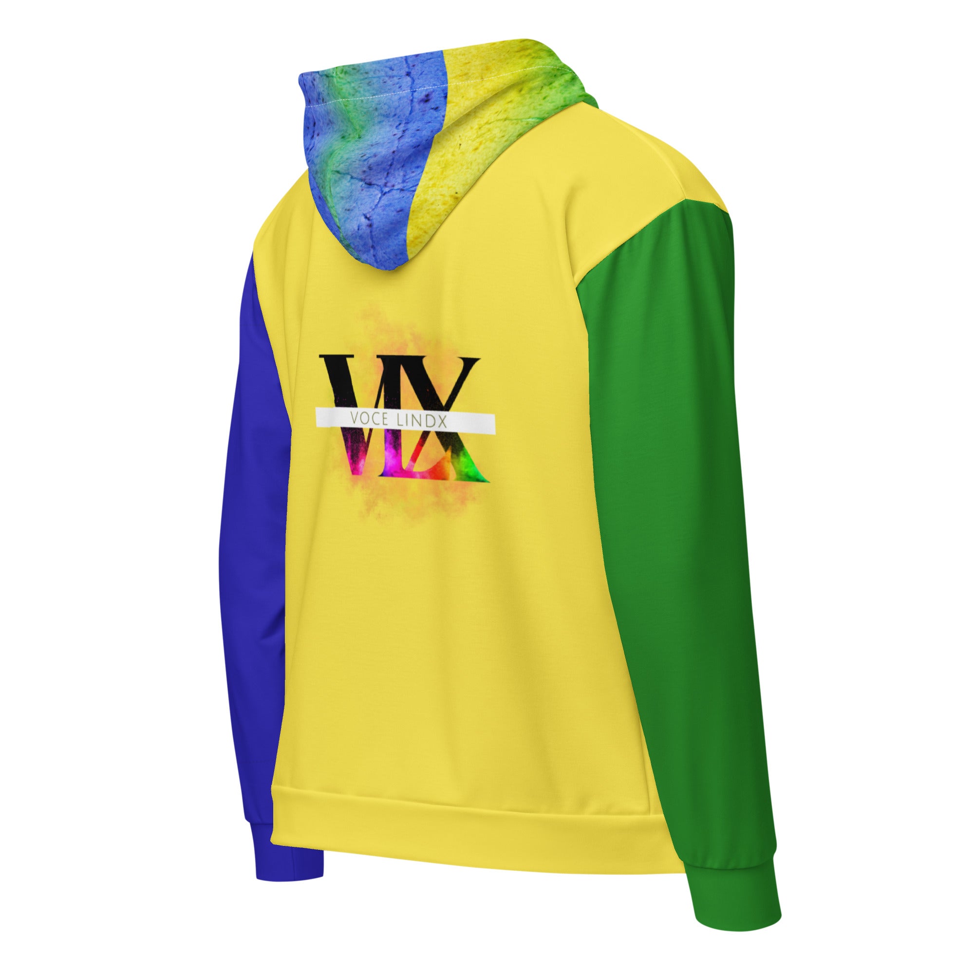 Brazil Flag Zip Hoodie – Soft Recycled Blend, Metal Zip & Front Pockets | Statement Pride Wear by Voce Lindx