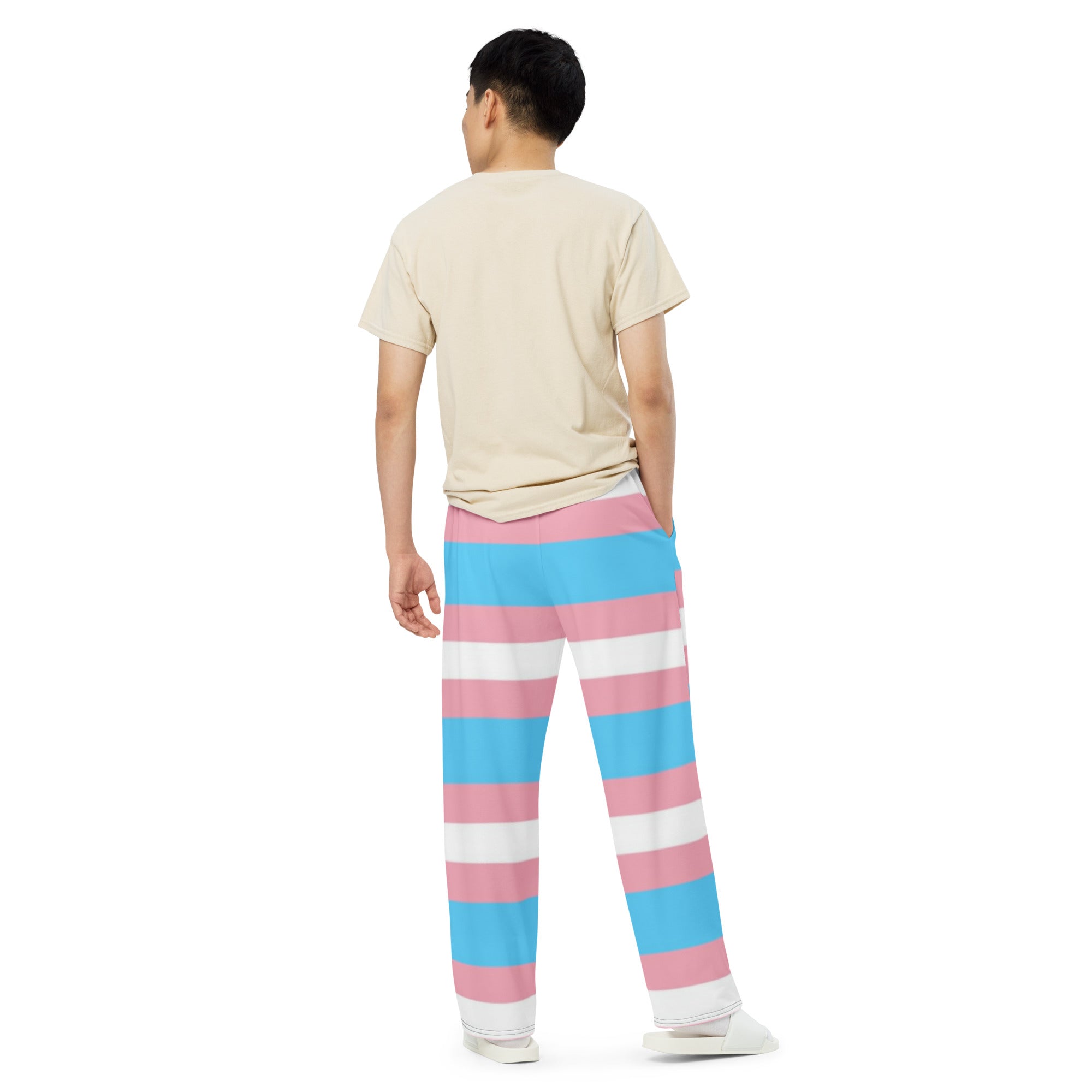Transgender Pride Flag Wide-Leg Trousers – Comfortable, Bold & Inclusive Fashion for All Identities