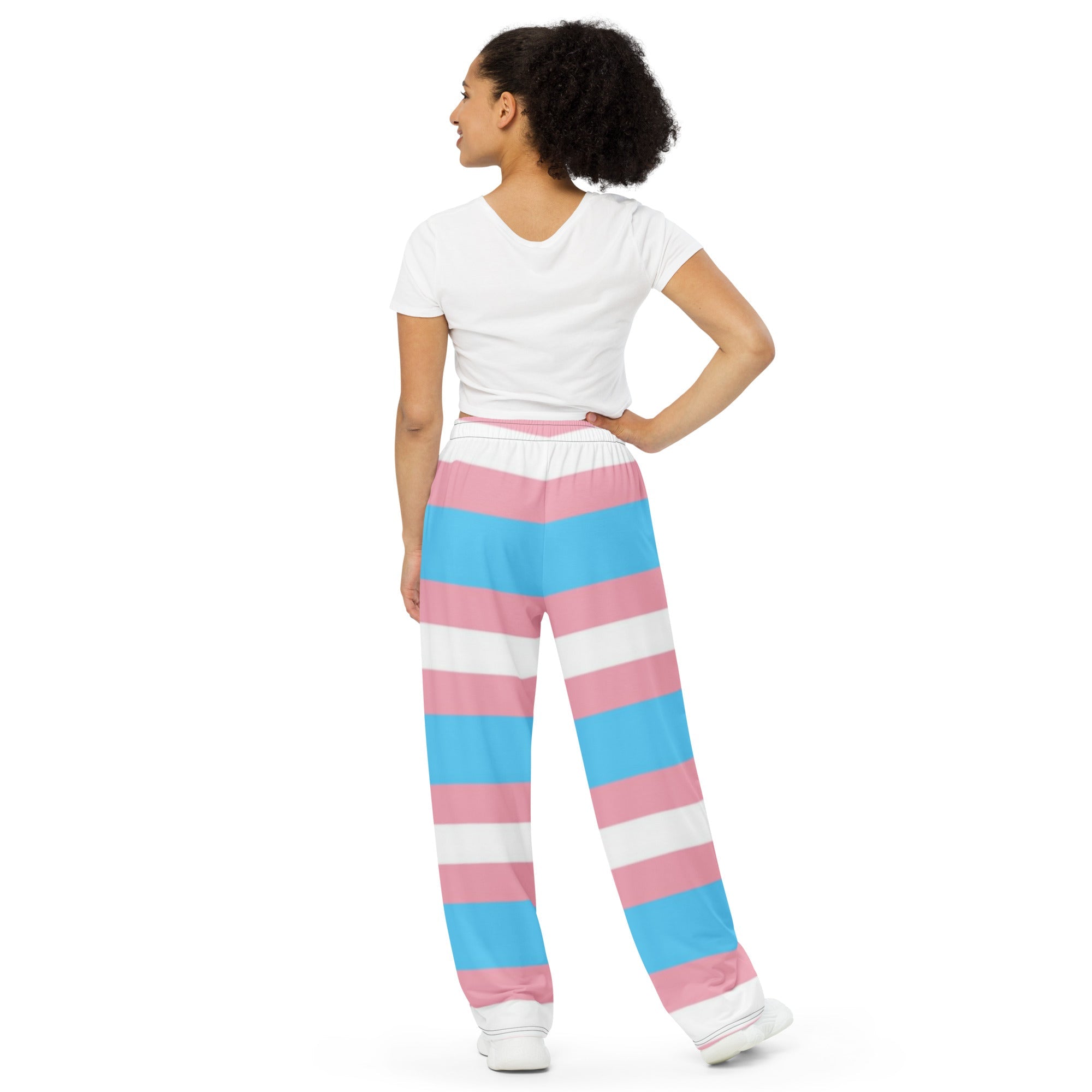 Transgender Pride Flag Wide-Leg Trousers – Comfortable, Bold & Inclusive Fashion for All Identities