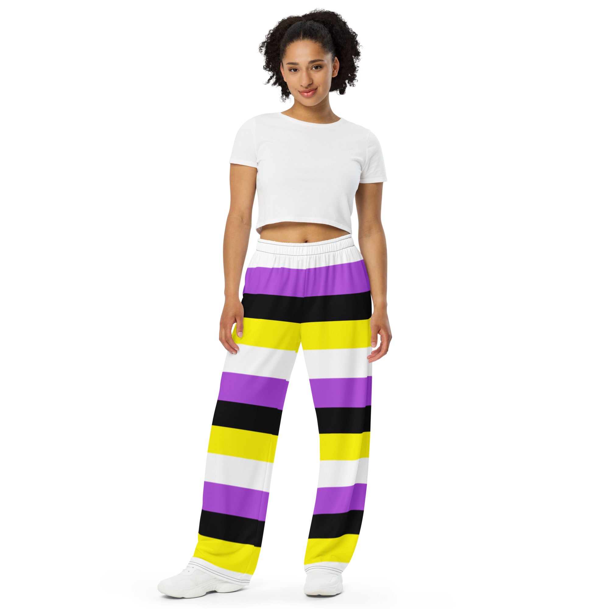 Non-Binary Pride Flag Wide-Leg Trousers – Bold, Comfortable and Inclusive Statement Pants