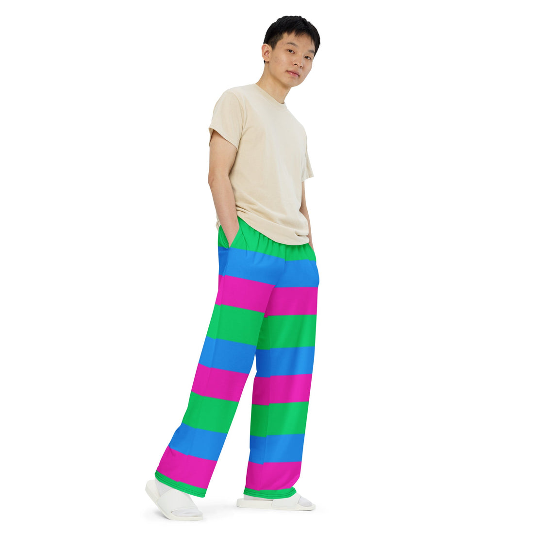 Wide-Leg Pants with Polysexual Pride Flag – Colourful, Comfortable & Inclusive Design