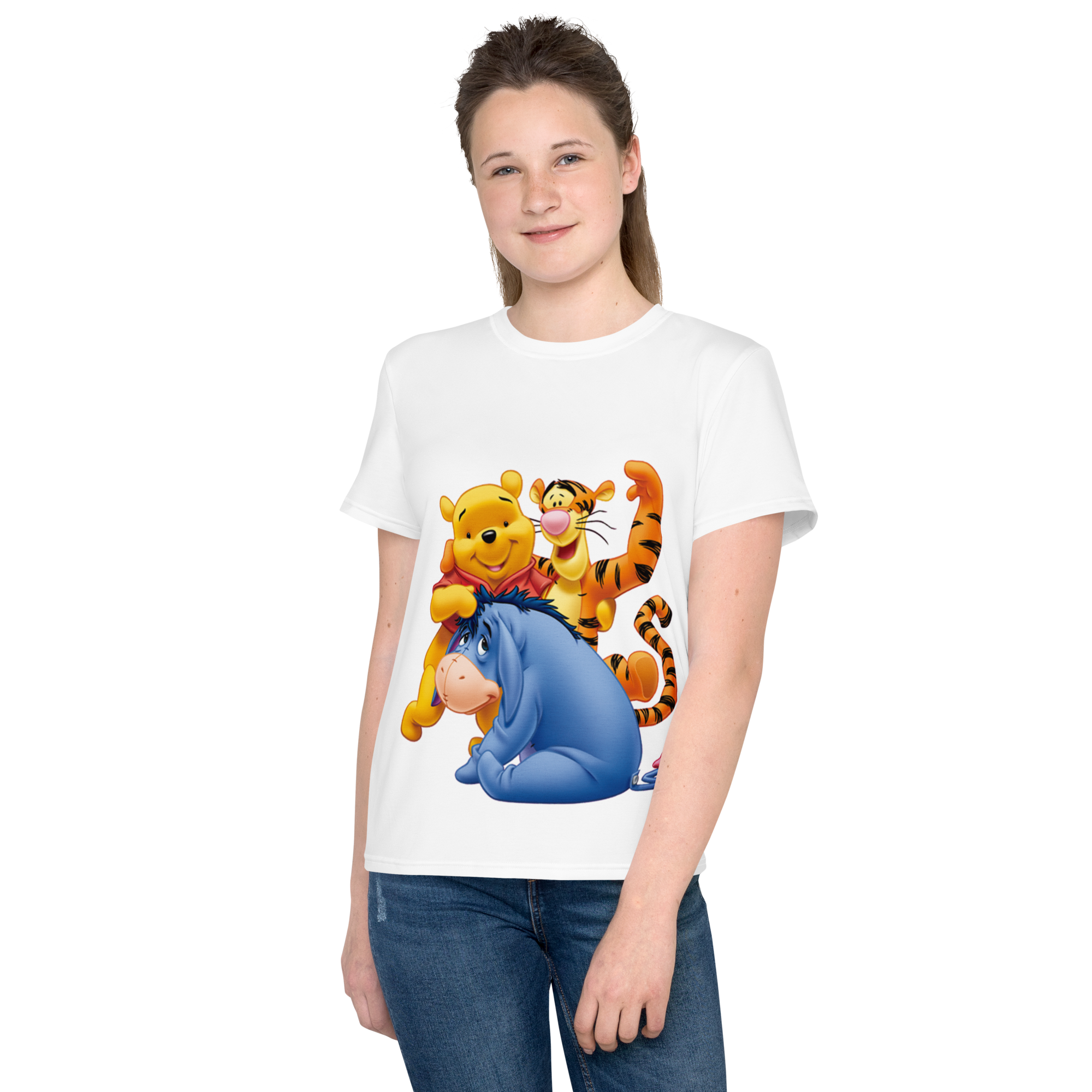 Youth Crew Neck T-Shirt – Timon and Pumbaa Inspired Print | Soft White Cotton Tee for Kids | Voce Lindx