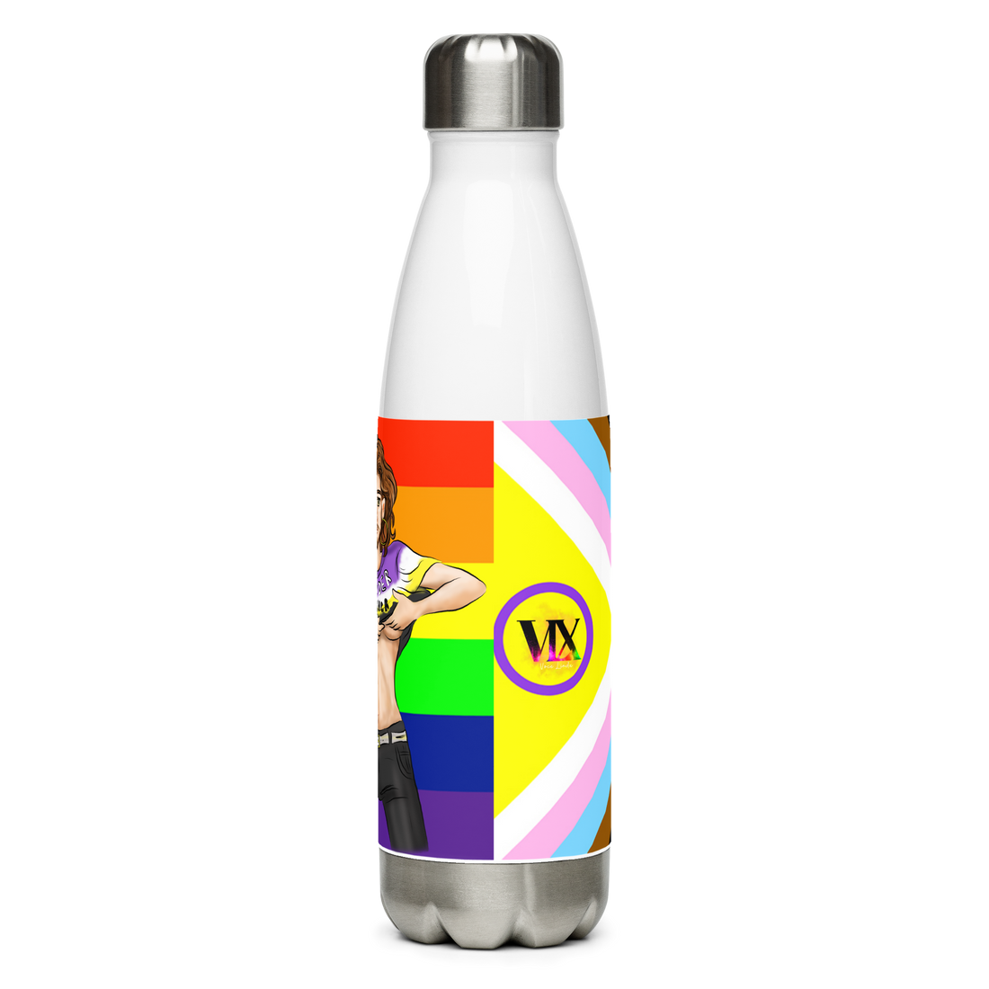 VOCE LINDX Intersex-Inclusive Nonbinary “Gender Is Over” Stainless Steel Water Bottle – 500 ml Vacuum Flask, Leak‑Proof