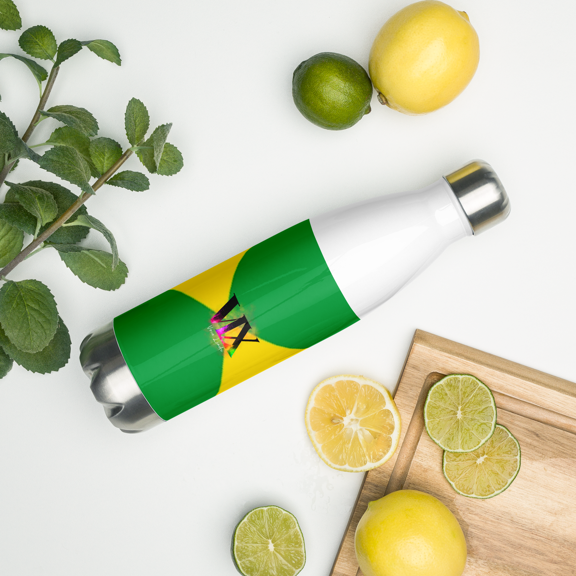 VOCE LINDX Brazil Flag Stainless Steel Water Bottle – 500ml Vacuum-Insulated, Leak-Proof, BPA-Free Travel Flask