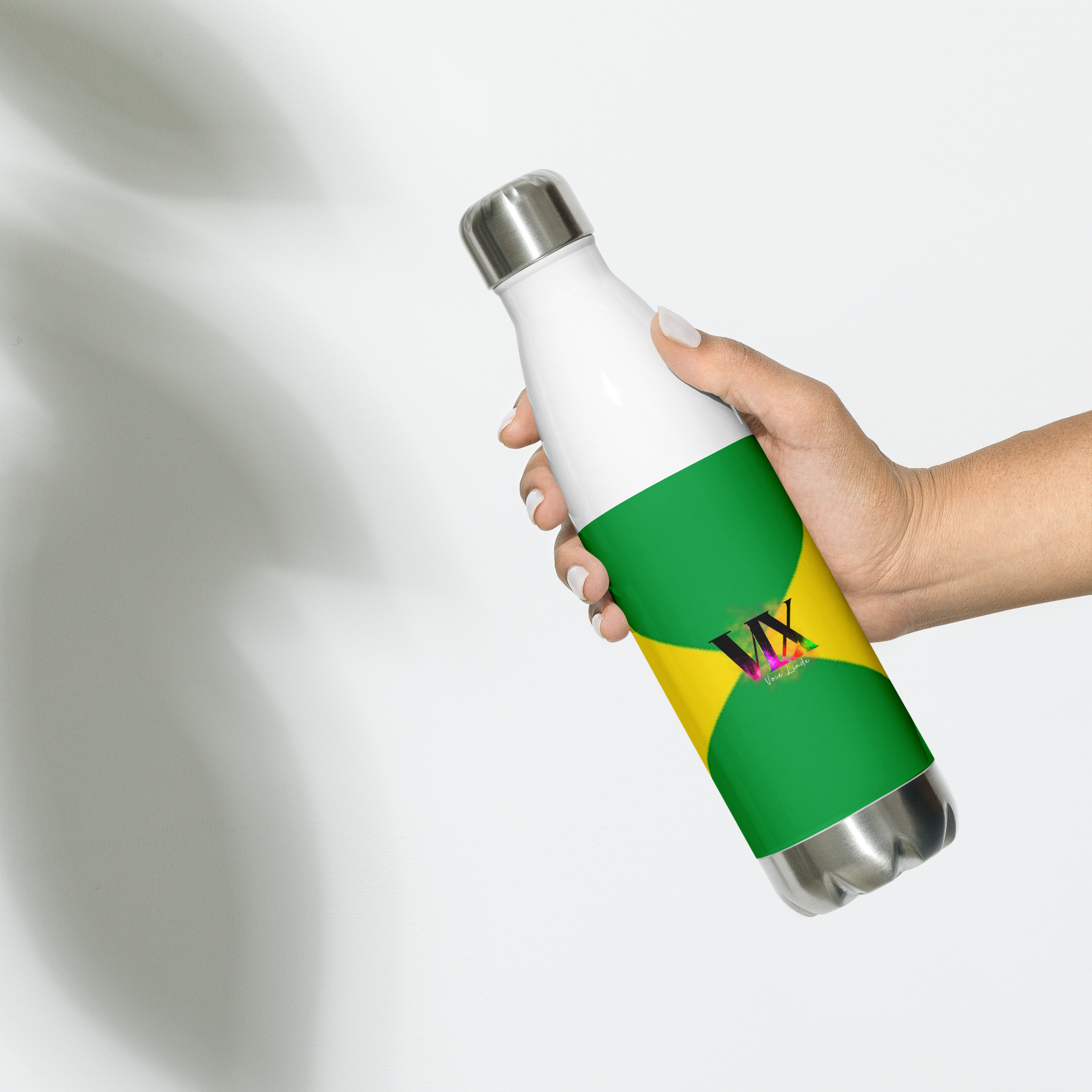 VOCE LINDX Brazil Flag Stainless Steel Water Bottle – 500ml Vacuum-Insulated, Leak-Proof, BPA-Free Travel Flask