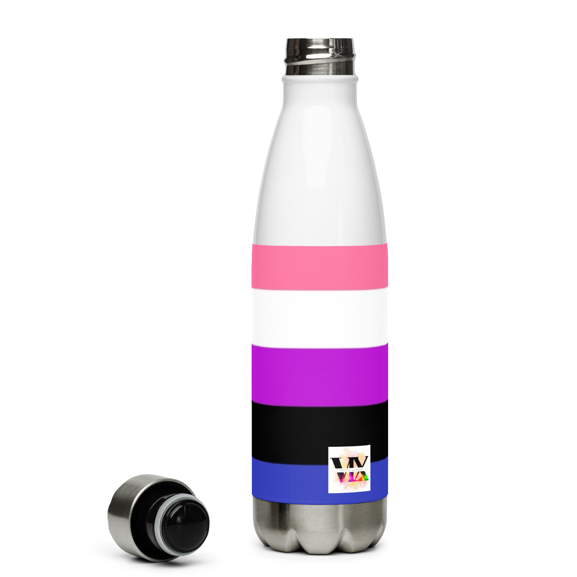 Genderfluid Pride Flag Stainless Steel Water Bottle – 500ml BPA-Free Insulated Reusable Flask | LGBTQIA+ Visibility Edition