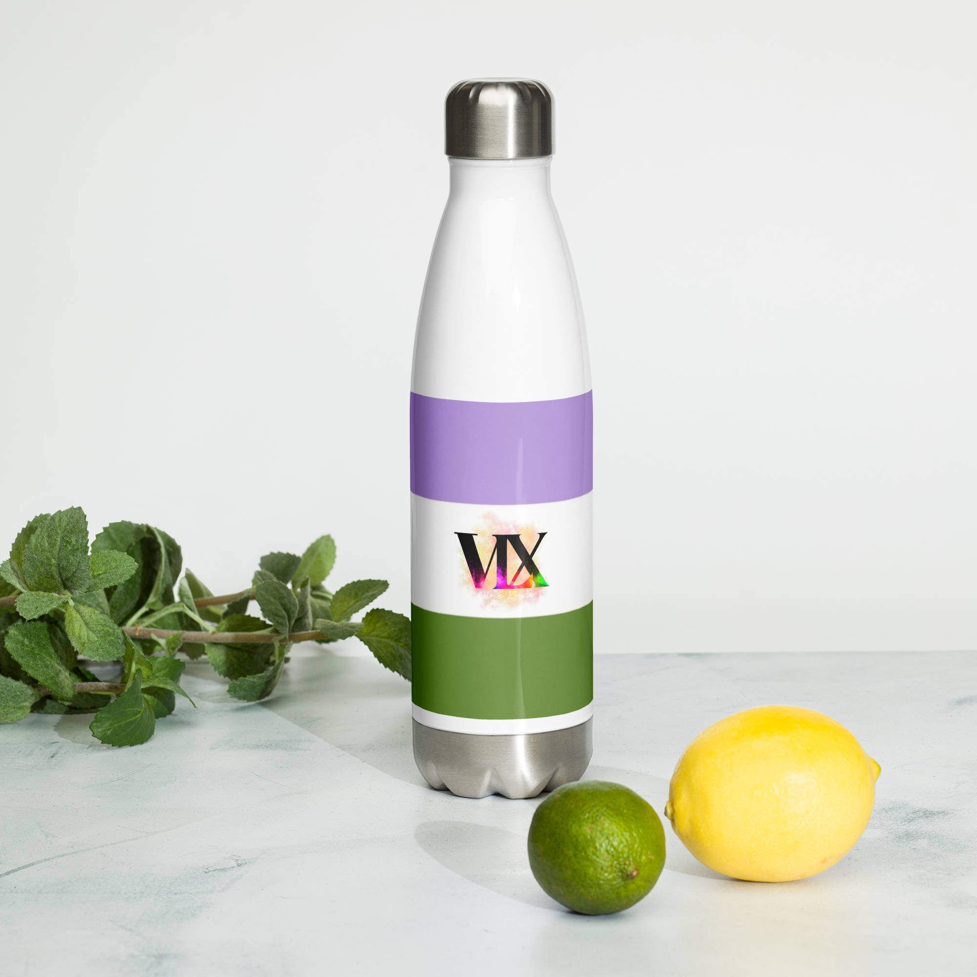 Stainless Steel Water Bottle – Genderqueer Flag | Inclusive Gender-Neutral Drinkware