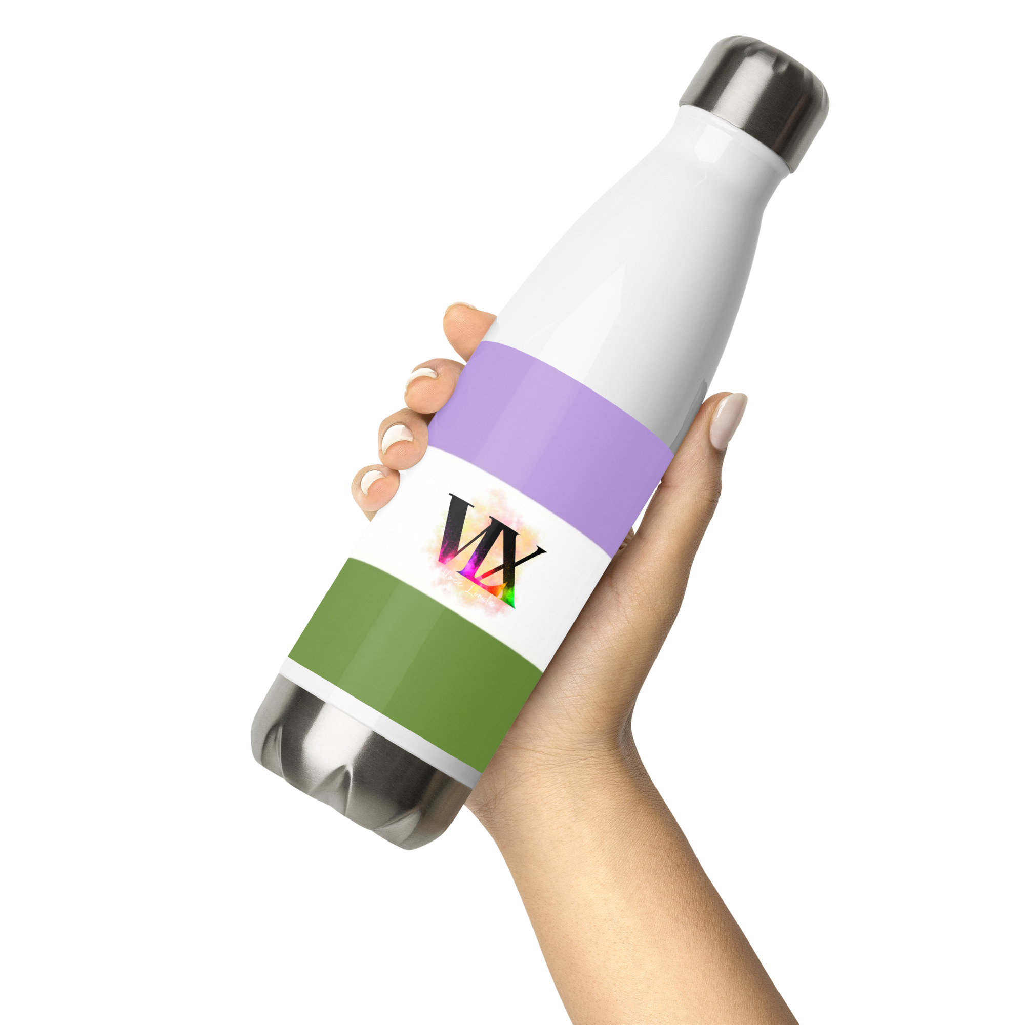 Stainless Steel Water Bottle – Genderqueer Flag | Inclusive Gender-Neutral Drinkware