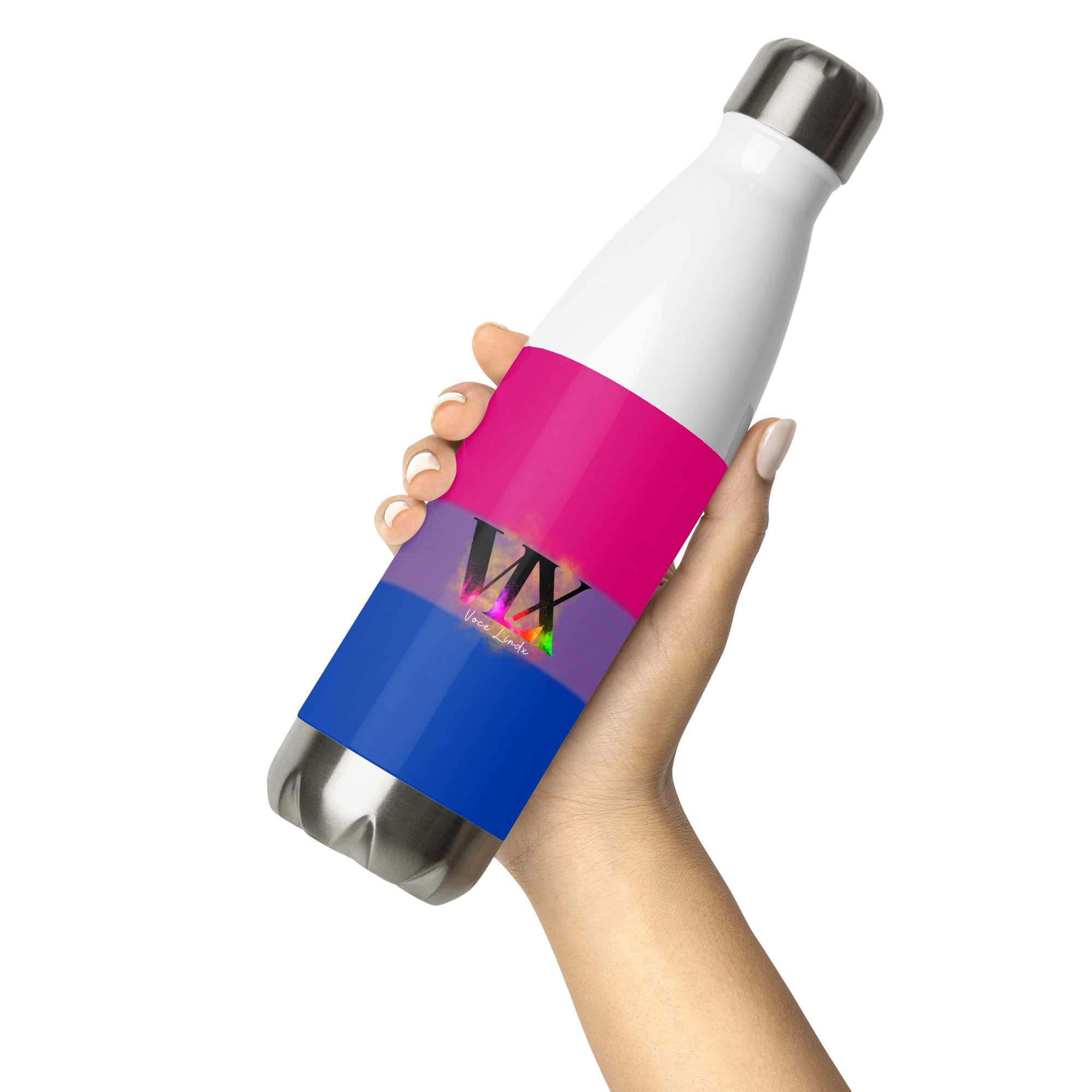 VOCE LINDX Bisexual Flag Stainless Steel Water Bottle – 500ml Double-Walled, Leak-Proof, Gloss Finish