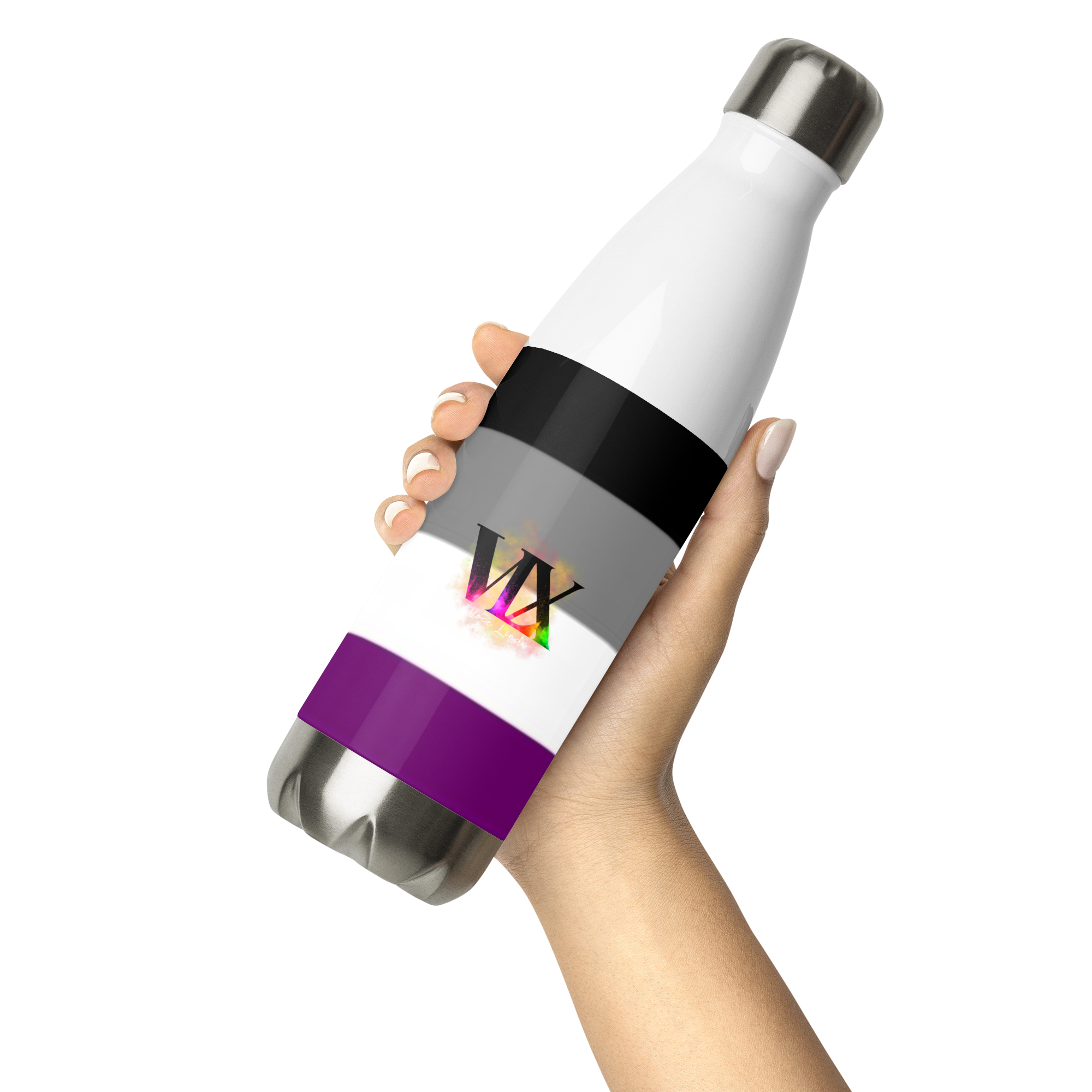 VOCE LINDX Asexual Flag Stainless Steel Water Bottle – 500 ml Vacuum-Insulated, Leak-Proof, Colourful Design