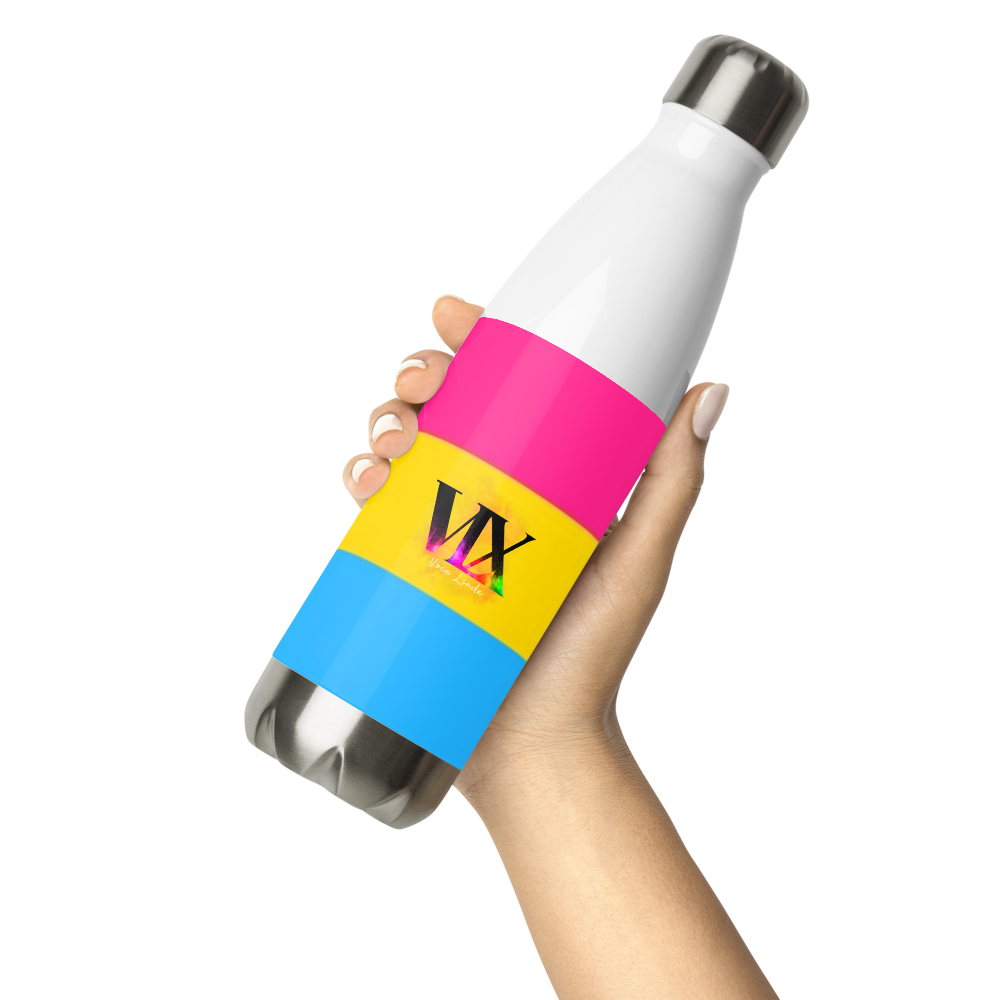 VOCE LINDX Pansexual Flag Stainless Steel Water Bottle – 500ml Insulated, Leak-Proof, BPA-Free, Gloss Finish