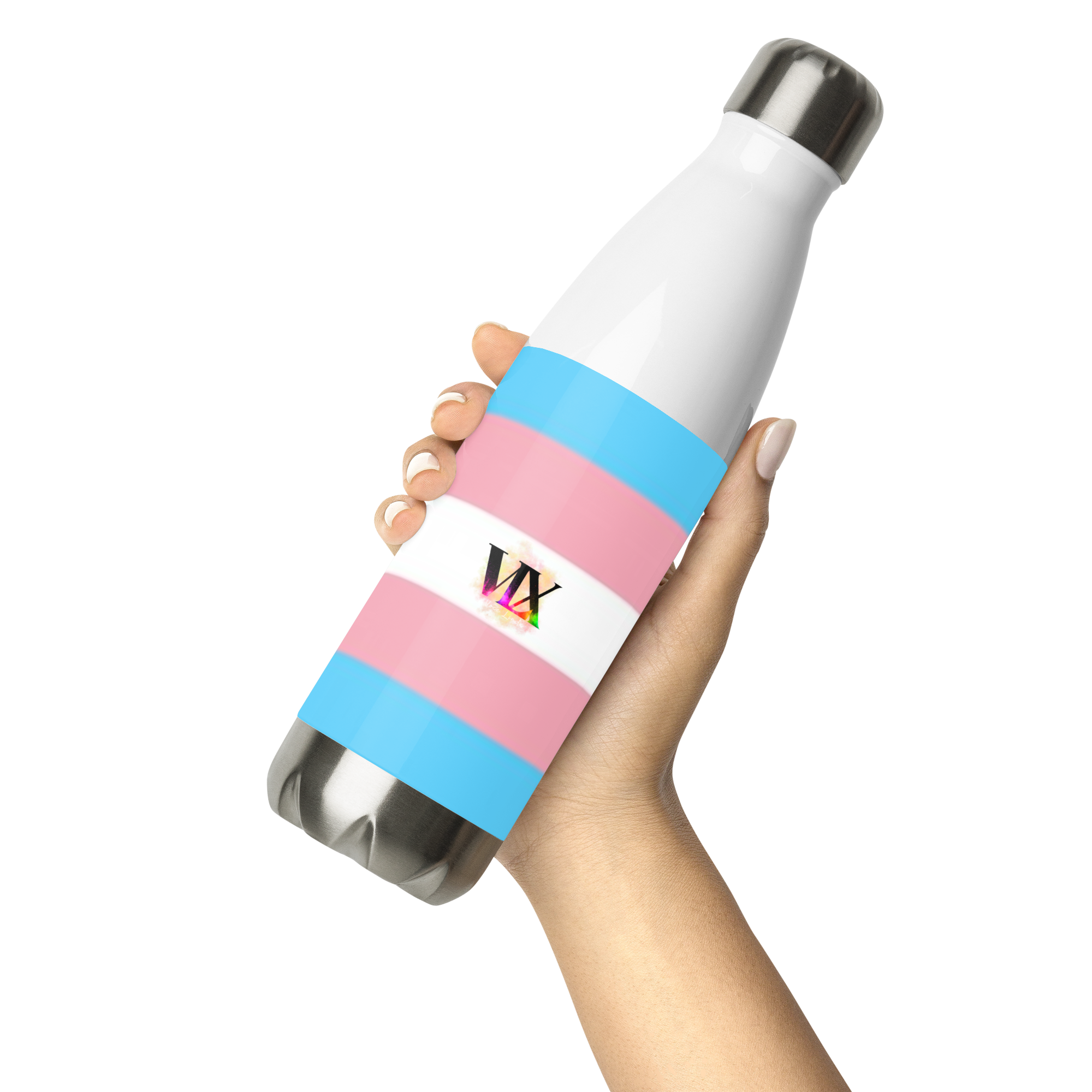 Stainless Steel Water Bottle – Transgender Pride Flag | Inclusive Gender-Neutral Drinkware