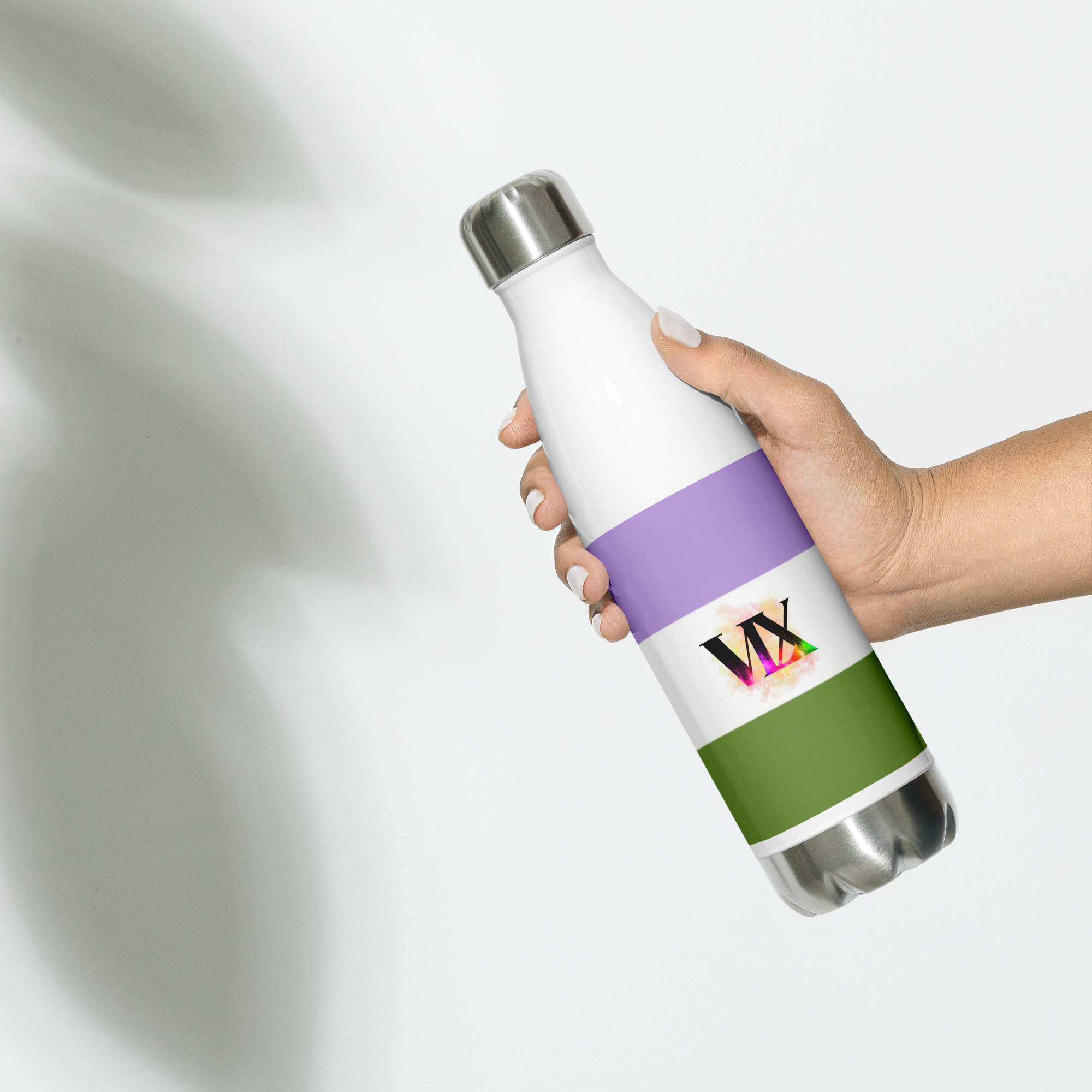 Stainless Steel Water Bottle – Genderqueer Flag | Inclusive Gender-Neutral Drinkware