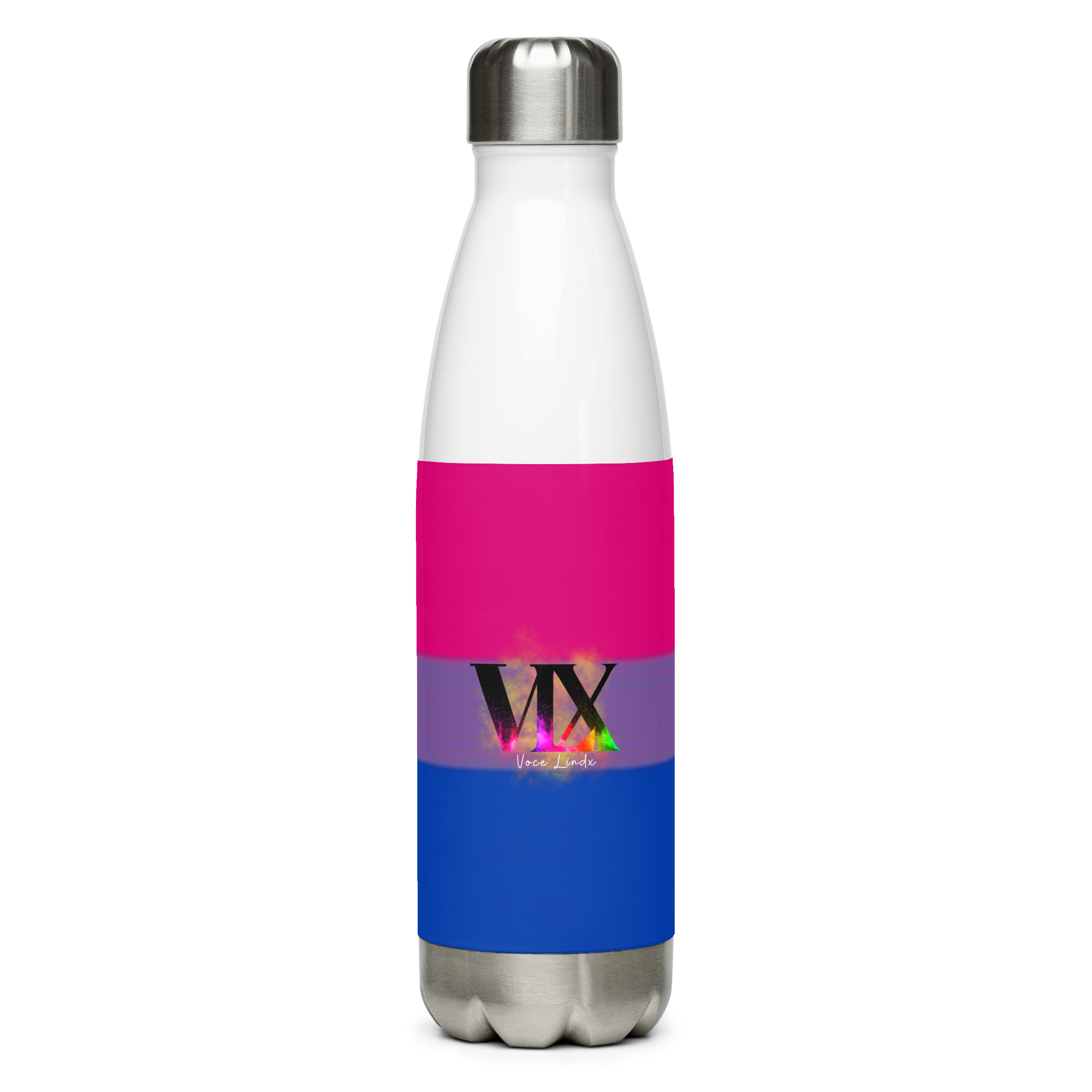 VOCE LINDX Bisexual Flag Stainless Steel Water Bottle – 500ml Double-Walled, Leak-Proof, Gloss Finish