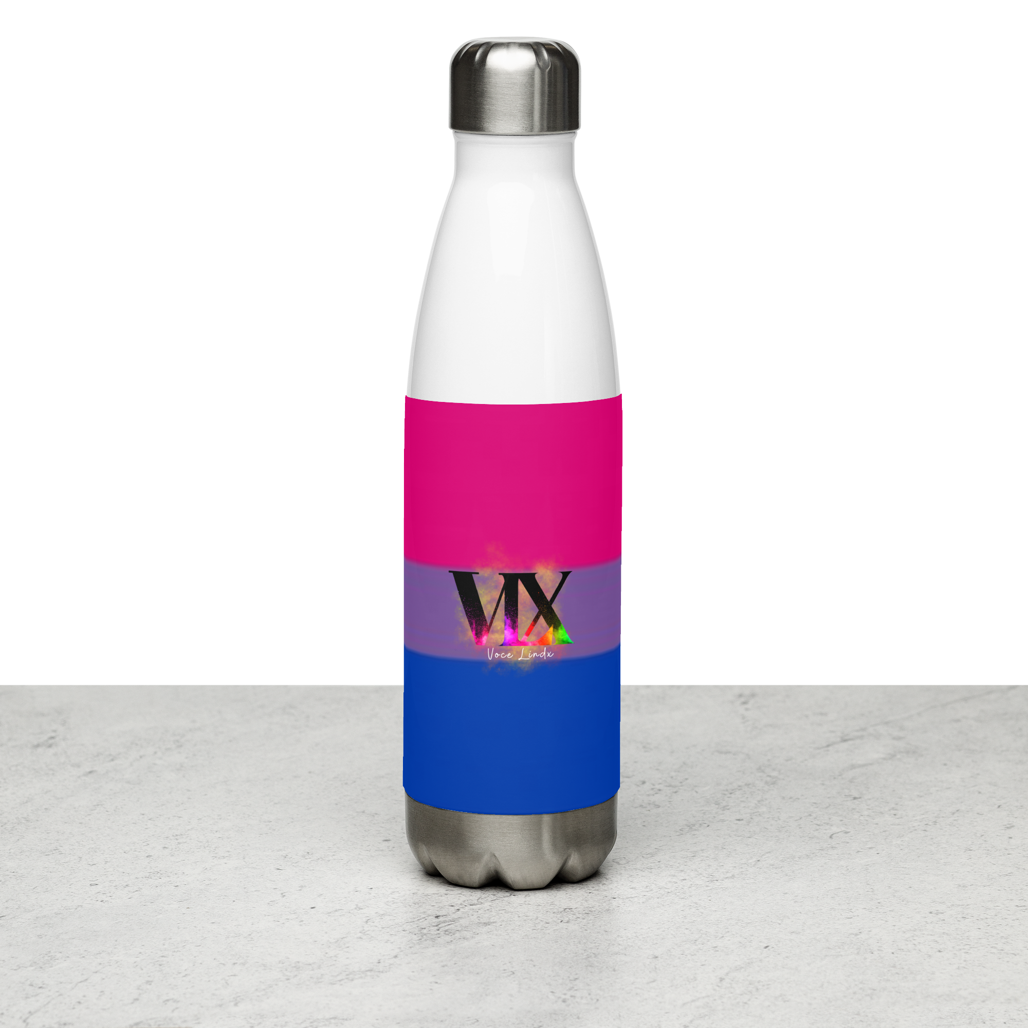 VOCE LINDX Bisexual Flag Stainless Steel Water Bottle – 500ml Double-Walled, Leak-Proof, Gloss Finish