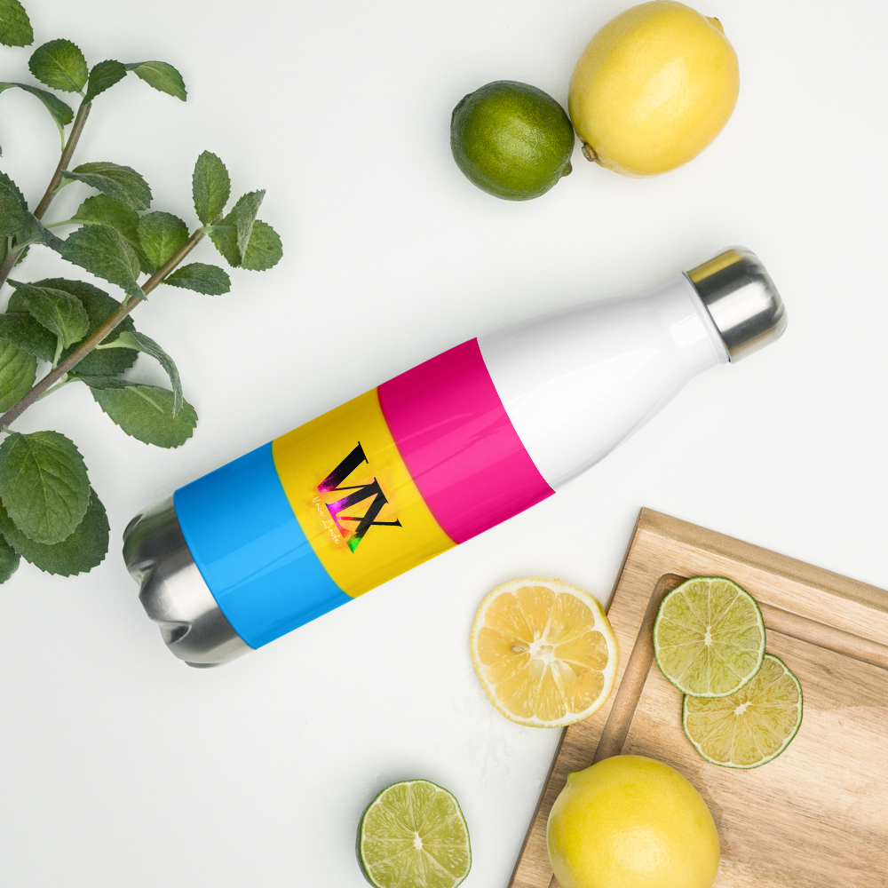VOCE LINDX Pansexual Flag Stainless Steel Water Bottle – 500ml Insulated, Leak-Proof, BPA-Free, Gloss Finish