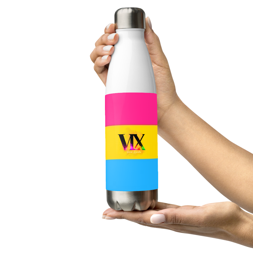 VOCE LINDX Pansexual Flag Stainless Steel Water Bottle – 500ml Insulated, Leak-Proof, BPA-Free, Gloss Finish