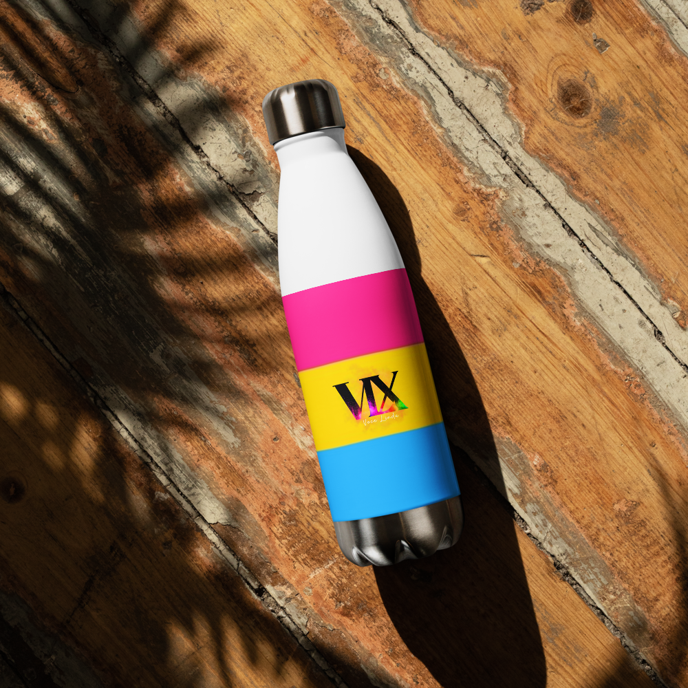 VOCE LINDX Pansexual Flag Stainless Steel Water Bottle – 500ml Insulated, Leak-Proof, BPA-Free, Gloss Finish