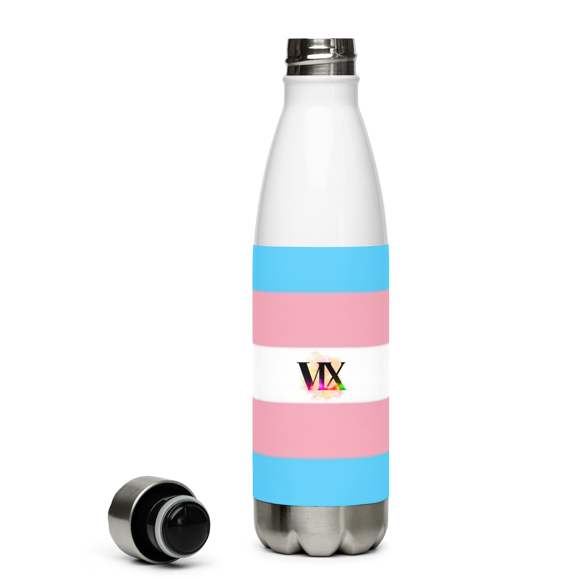 Stainless Steel Water Bottle – Transgender Pride Flag | Inclusive Gender-Neutral Drinkware