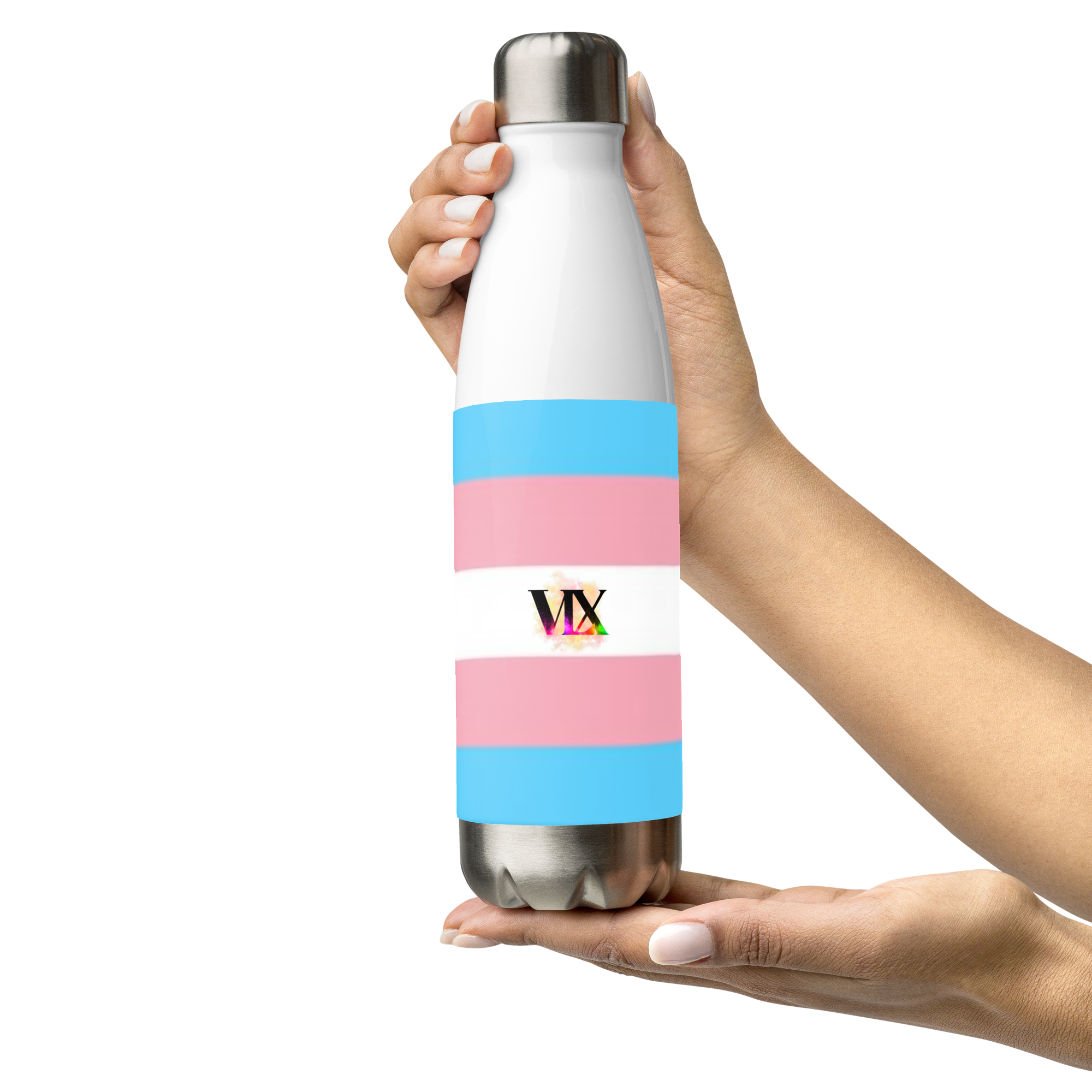 Stainless Steel Water Bottle – Transgender Pride Flag | Inclusive Gender-Neutral Drinkware