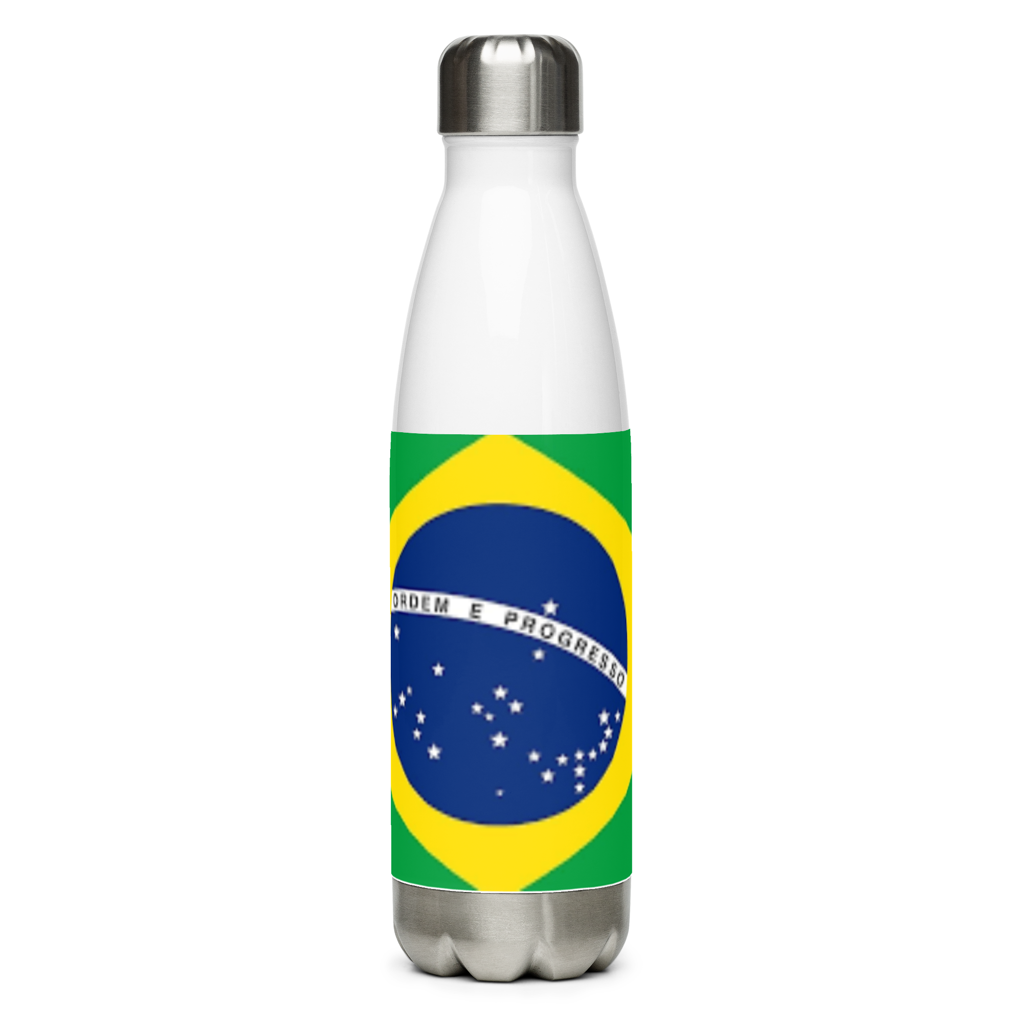 VOCE LINDX Brazil Flag Stainless Steel Water Bottle – 500ml Vacuum-Insulated, Leak-Proof, BPA-Free Travel Flask