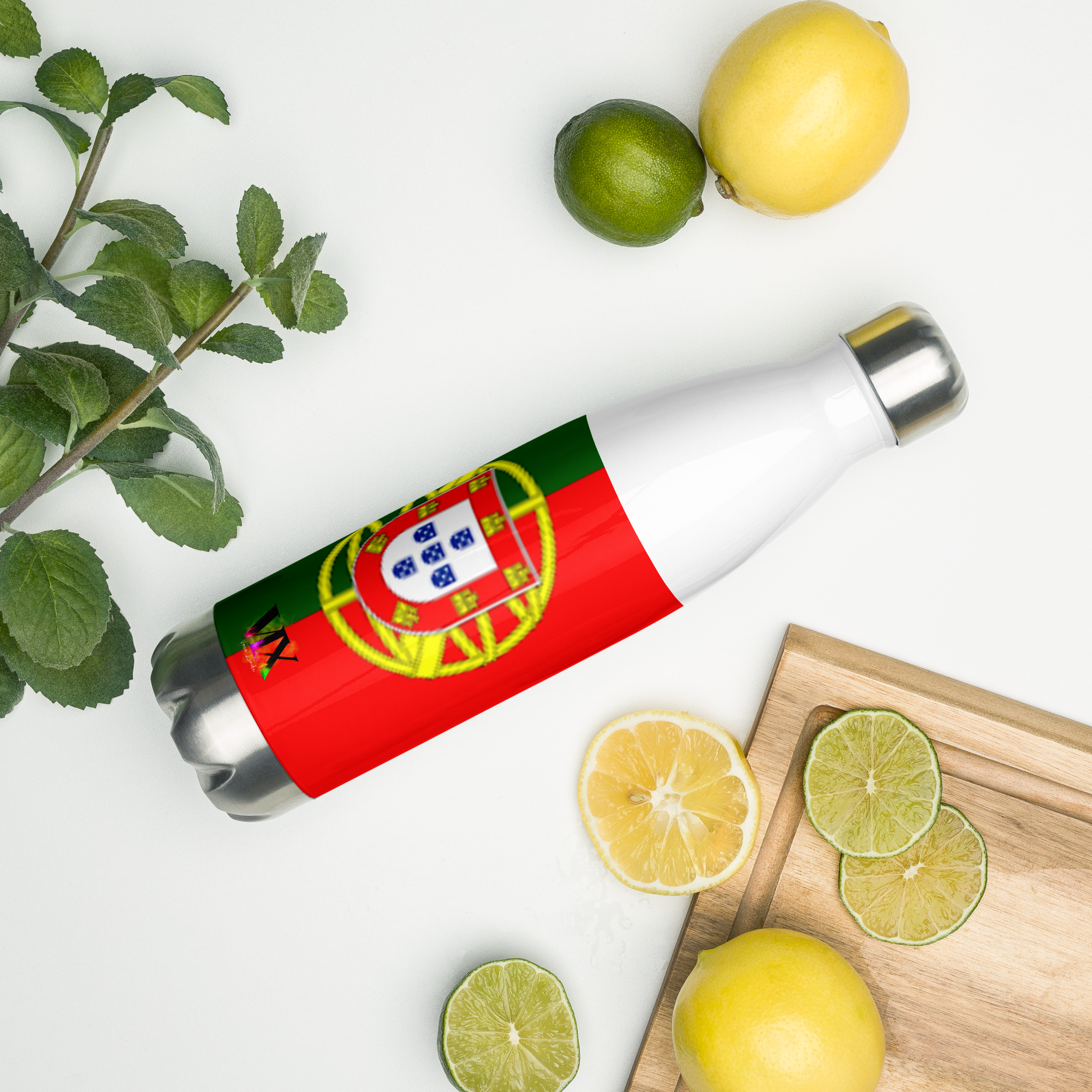 VOCE LINDX Portugal Flag Stainless Steel Water Bottle – 500ml Vacuum-Insulated, Leak-Proof, BPA-Free Flask
