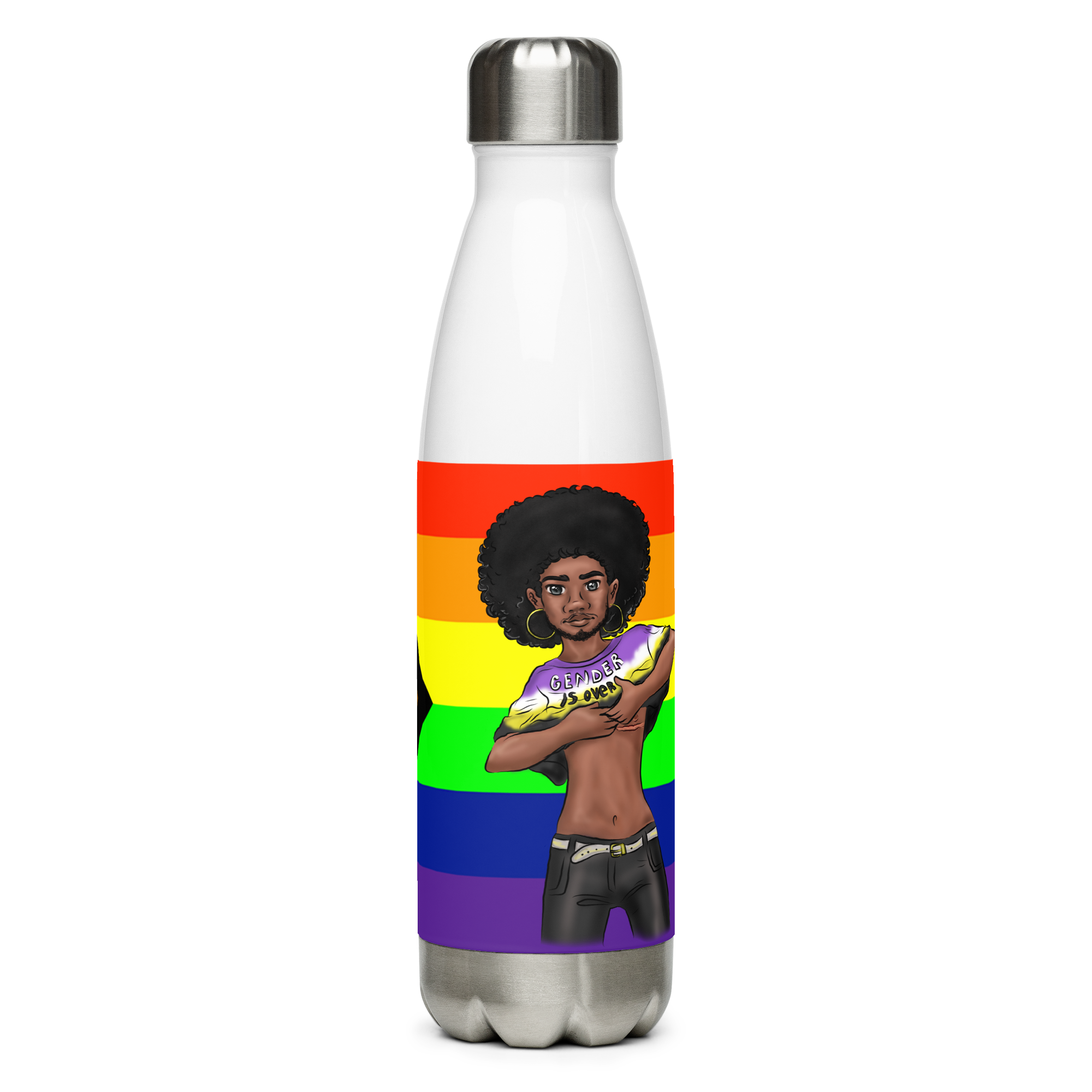 VOCE LINDX Non‑Binary & Intersex‑Inclusive Pride Stainless Steel Water Bottle – 500 ml Vacuum‑Insulated, Leak‑Proof