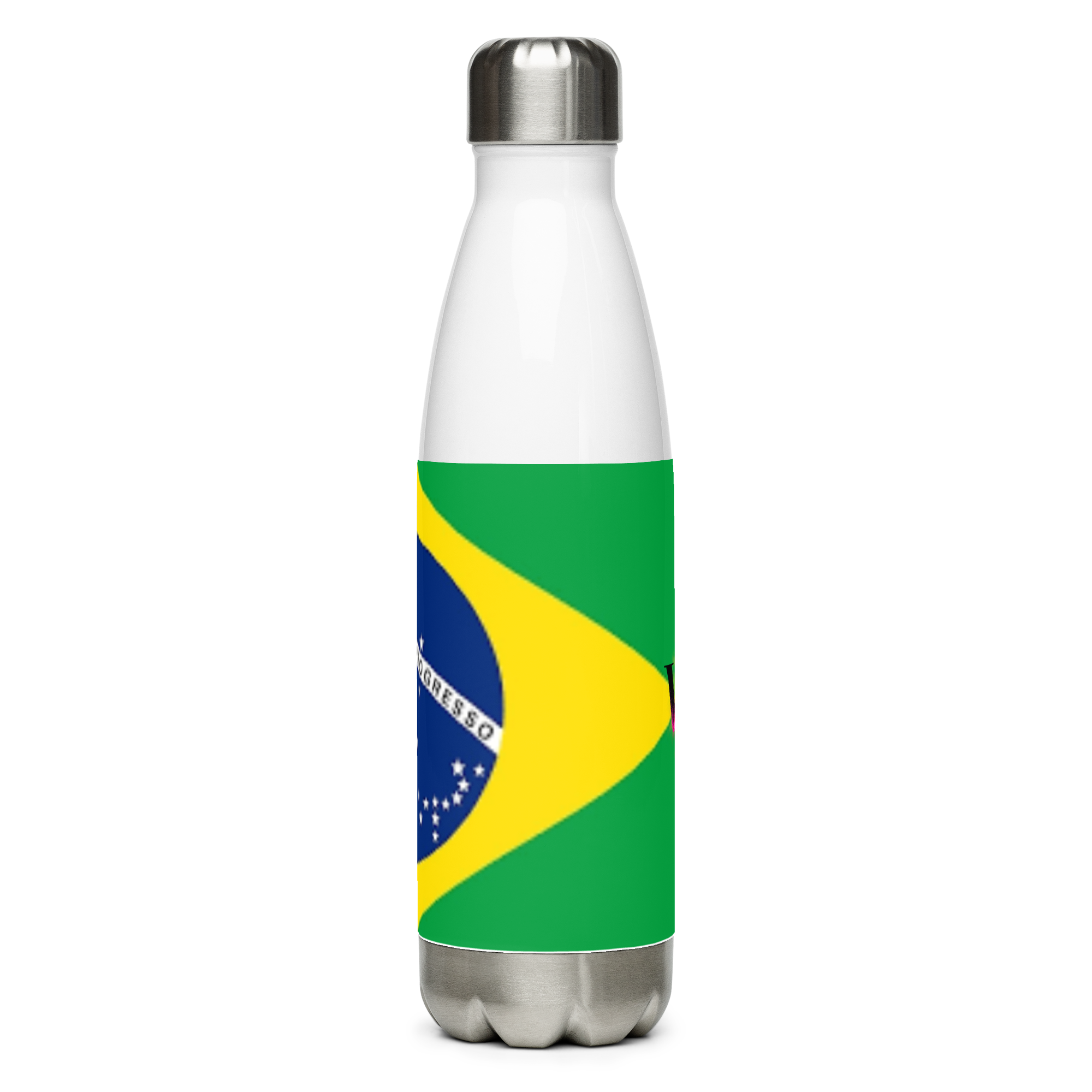 VOCE LINDX Brazil Flag Stainless Steel Water Bottle – 500ml Vacuum-Insulated, Leak-Proof, BPA-Free Travel Flask