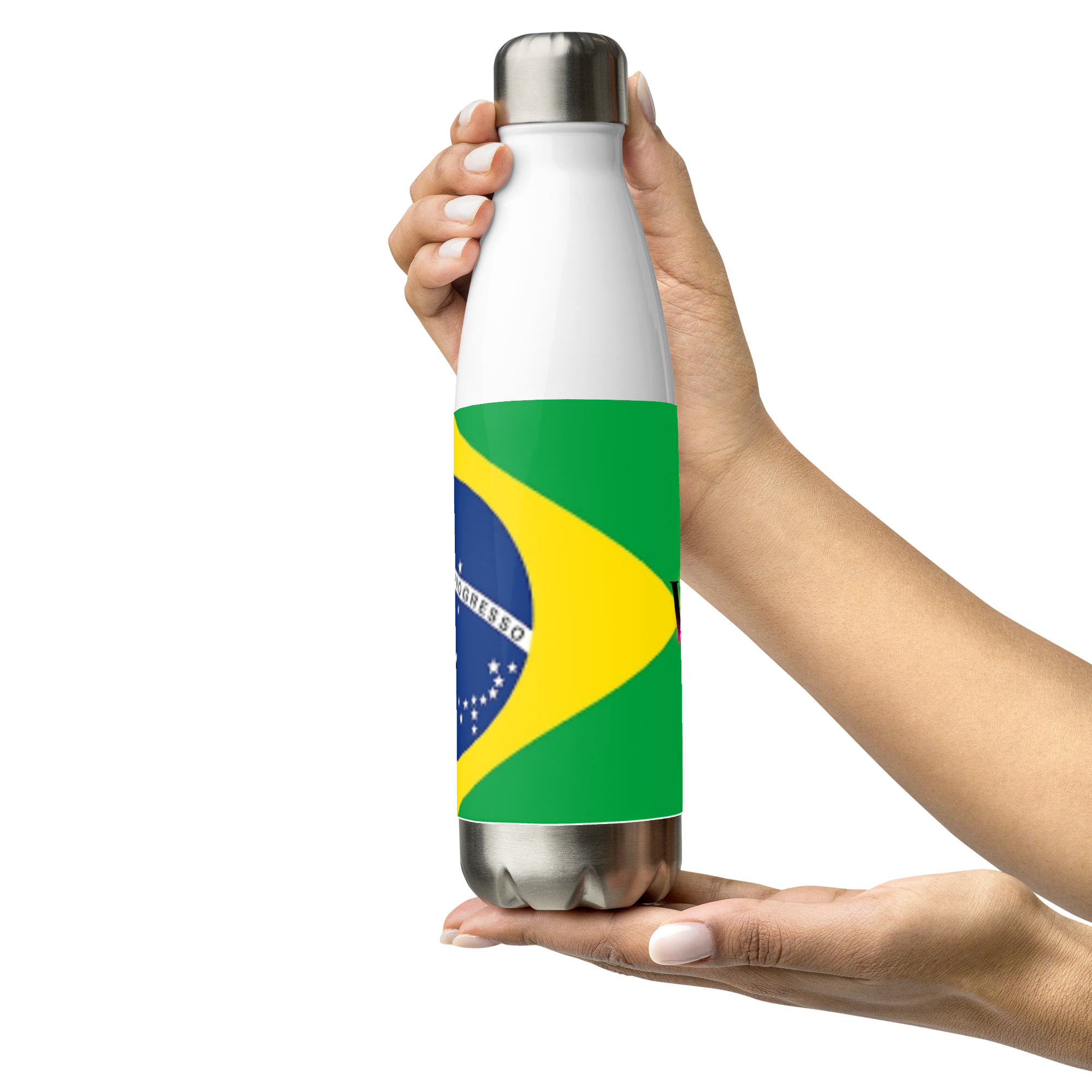 VOCE LINDX Brazil Flag Stainless Steel Water Bottle – 500ml Vacuum-Insulated, Leak-Proof, BPA-Free Travel Flask