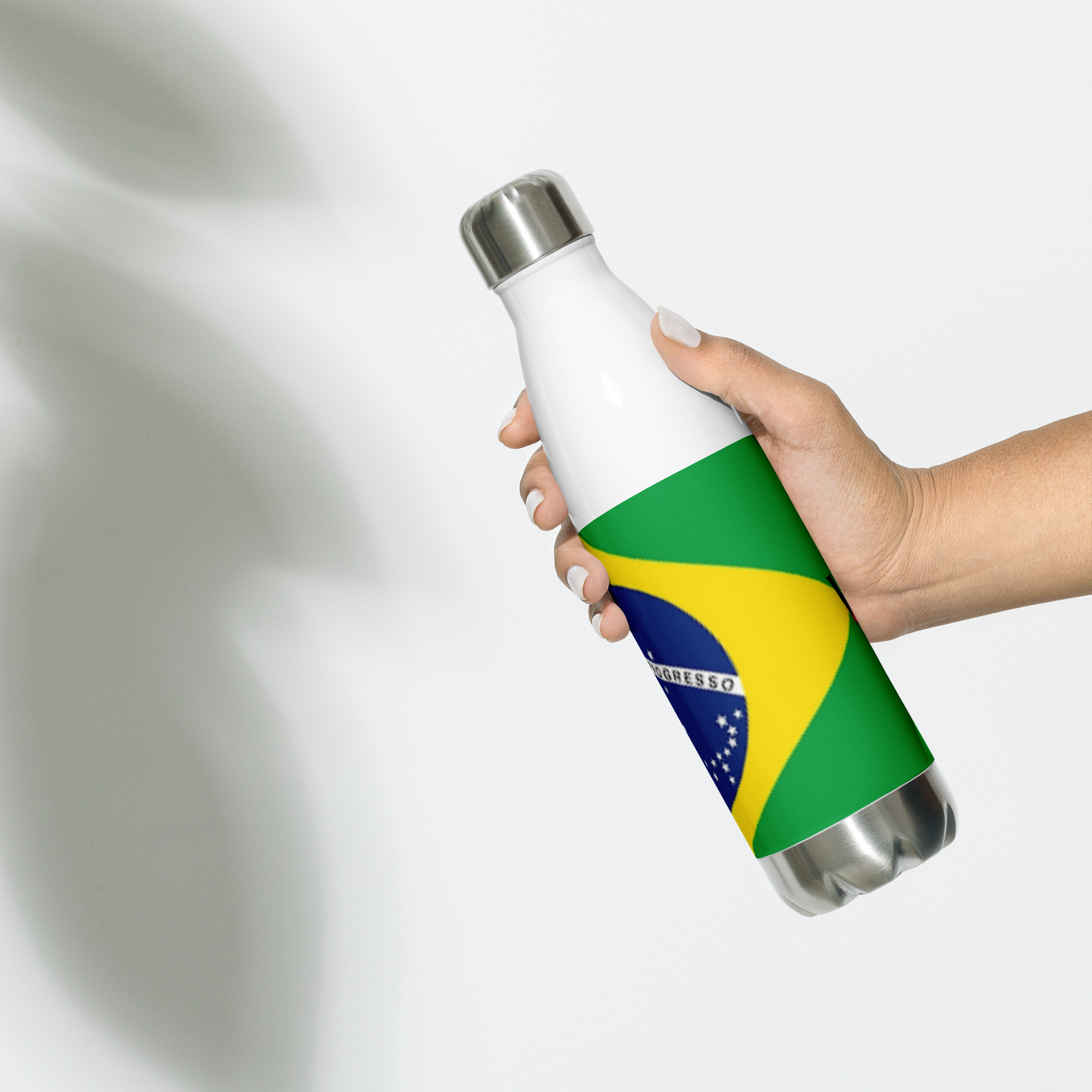 VOCE LINDX Brazil Flag Stainless Steel Water Bottle – 500ml Vacuum-Insulated, Leak-Proof, BPA-Free Travel Flask
