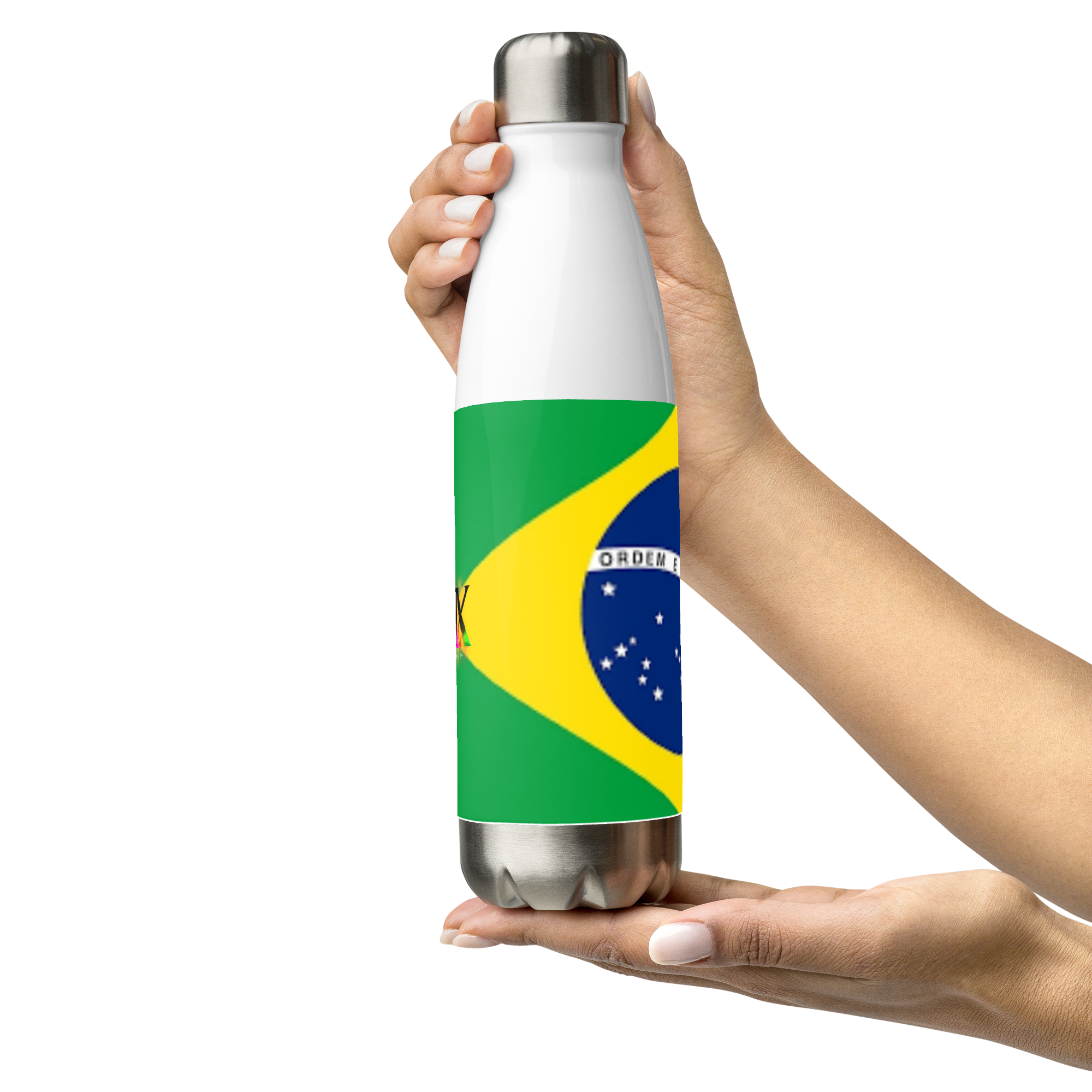 VOCE LINDX Brazil Flag Stainless Steel Water Bottle – 500ml Vacuum-Insulated, Leak-Proof, BPA-Free Travel Flask