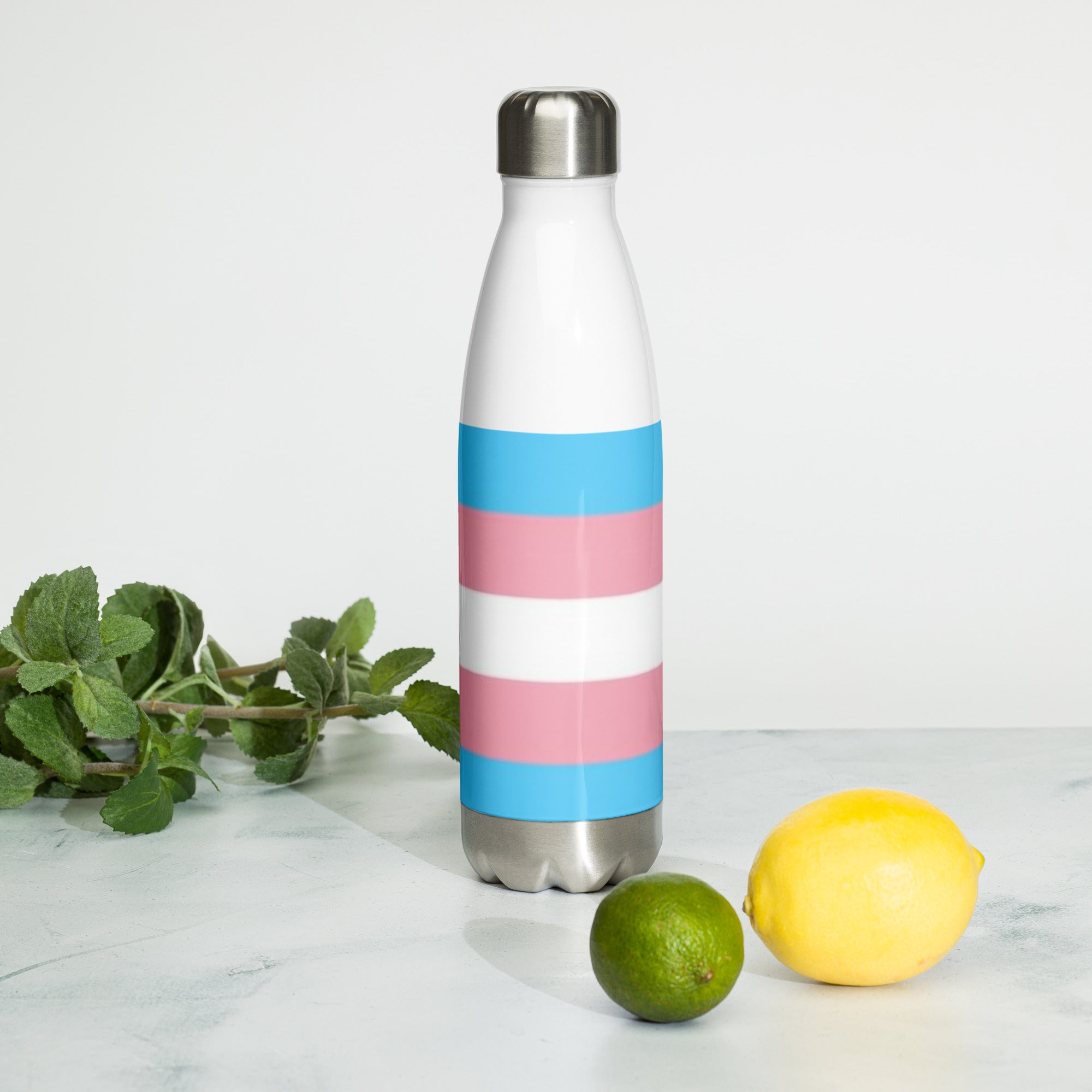 Stainless Steel Water Bottle – Transgender Pride Flag | Inclusive Gender-Neutral Drinkware