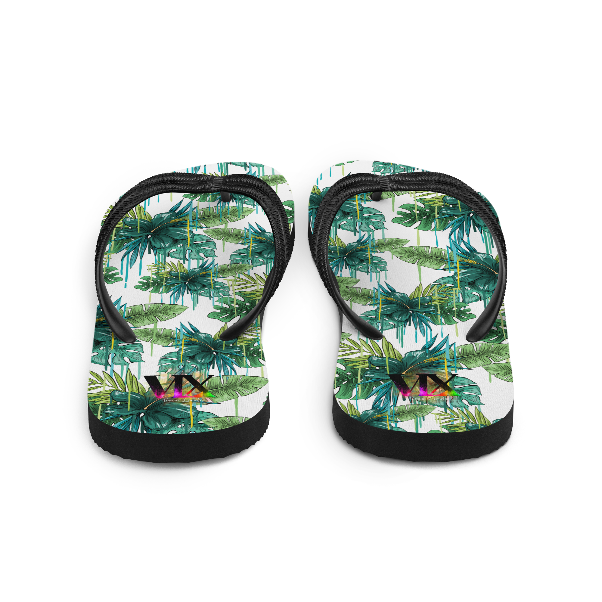 VOCE LINDX Green Flower Flip‑Flops – Floral Design, Cushioned Sole & Non‑Slip Grip – Lightweight Summer Footwear