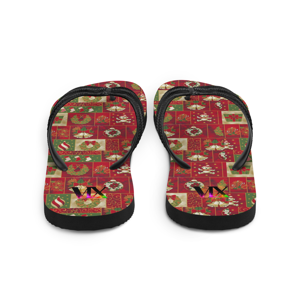 Christmas Santa Red Flip-Flops – Holiday Sandals with Cushioned Sole | Festive Footwear for Christmas Cheer