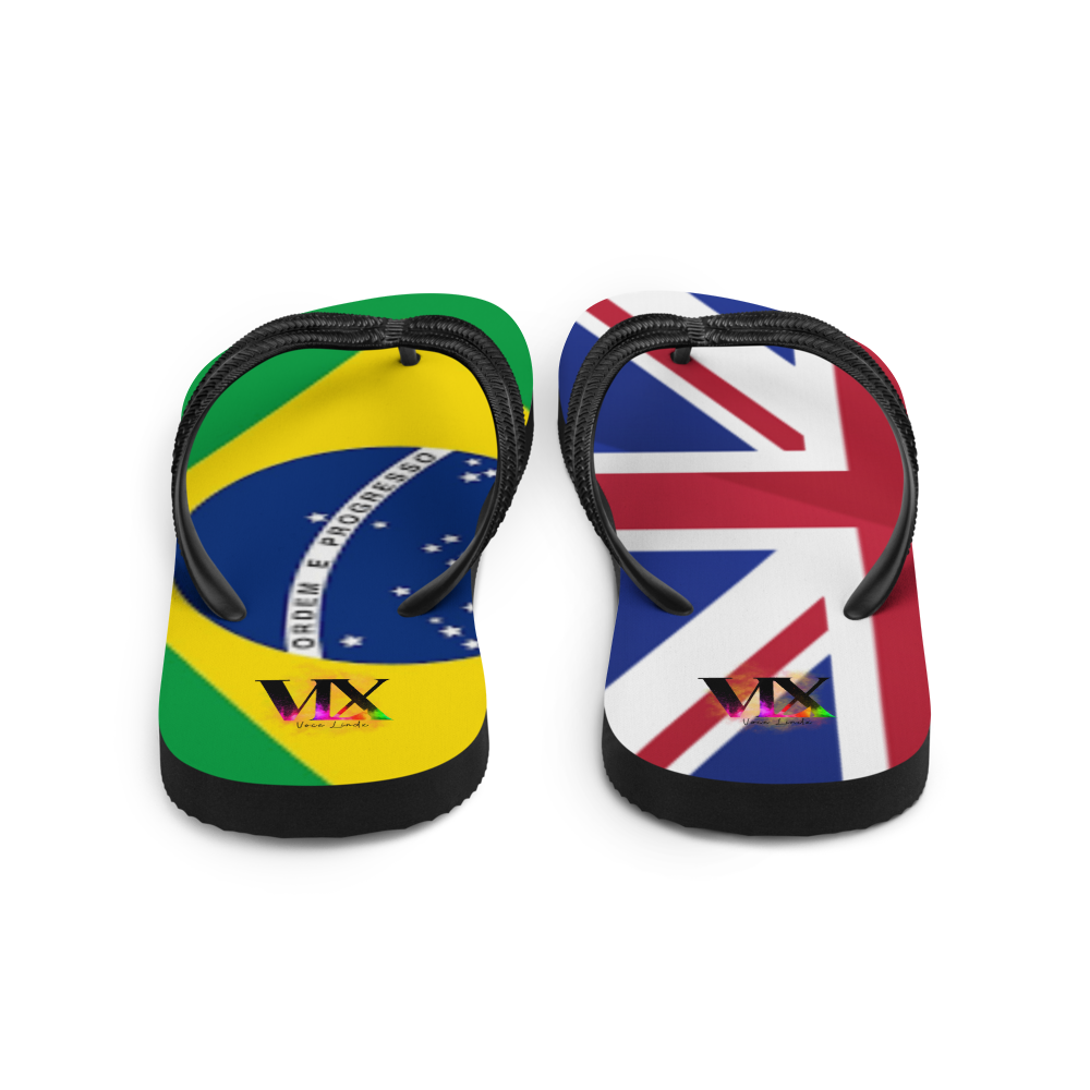 Brazil & England Flag Flip-Flops – Cushioned Sole Sandals with Dual National Print | Comfortable Multicultural Footwear