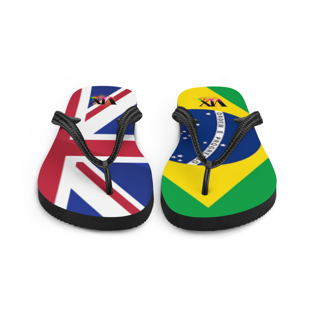 Brazil & England Flag Flip-Flops – Cushioned Sole Sandals with Dual National Print | Comfortable Multicultural Footwear