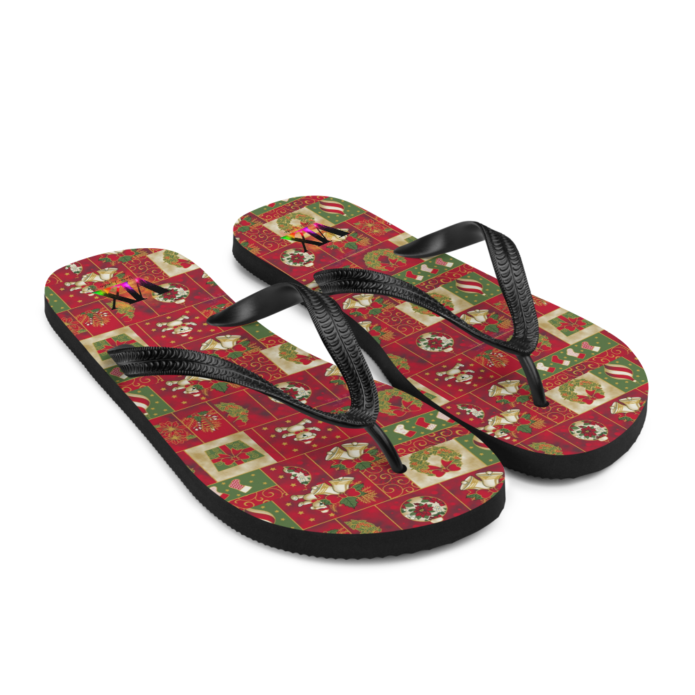 Christmas Santa Red Flip-Flops – Holiday Sandals with Cushioned Sole | Festive Footwear for Christmas Cheer