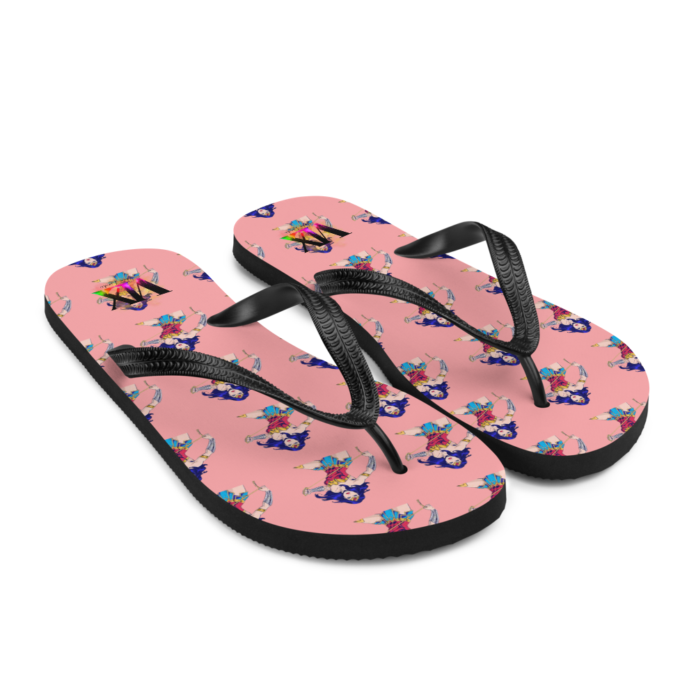 Wonder Woman Flip-Flops – Pink Background Comic Print Sandals with Cushioned Sole | Empowerment Footwear for All