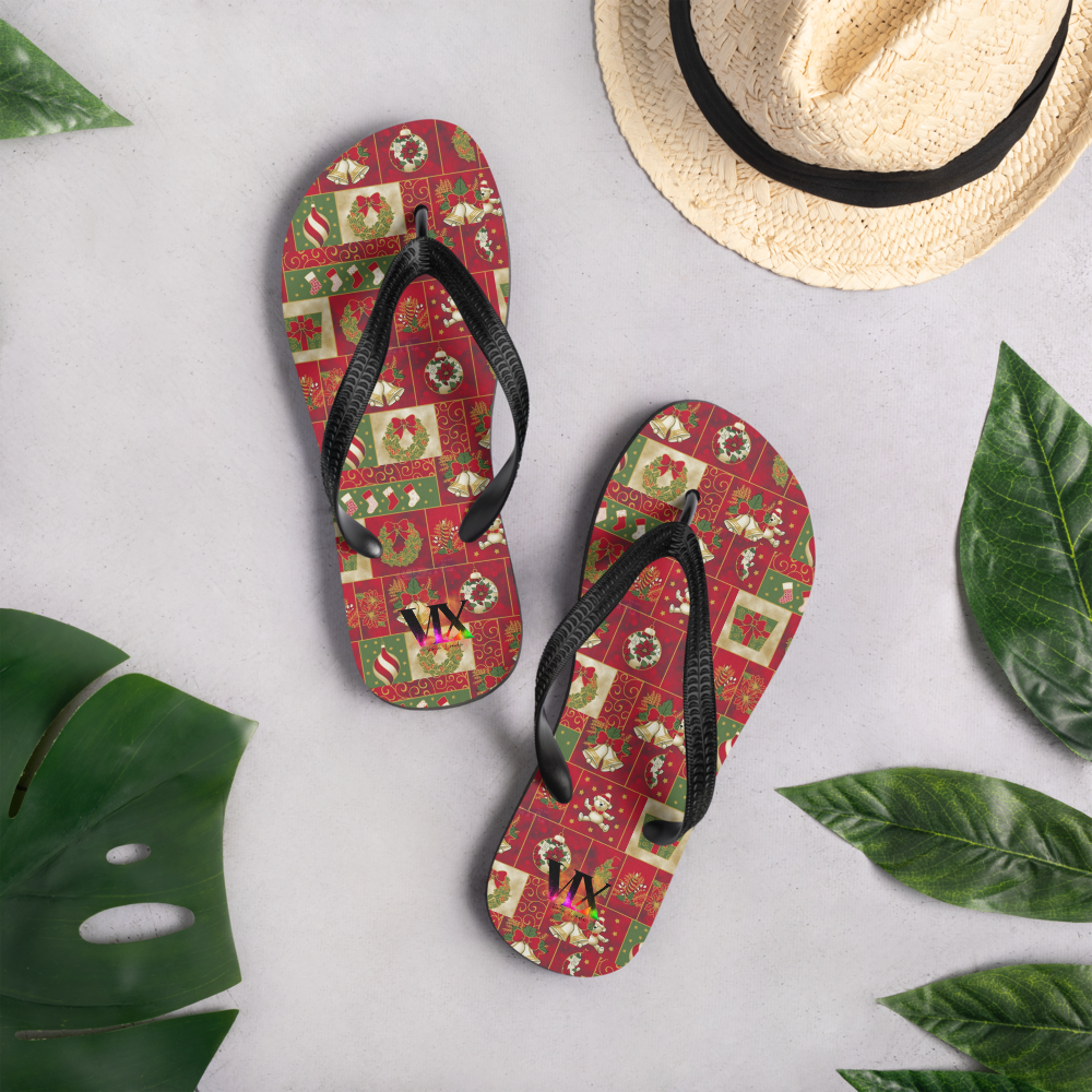 Christmas Santa Red Flip-Flops – Holiday Sandals with Cushioned Sole | Festive Footwear for Christmas Cheer