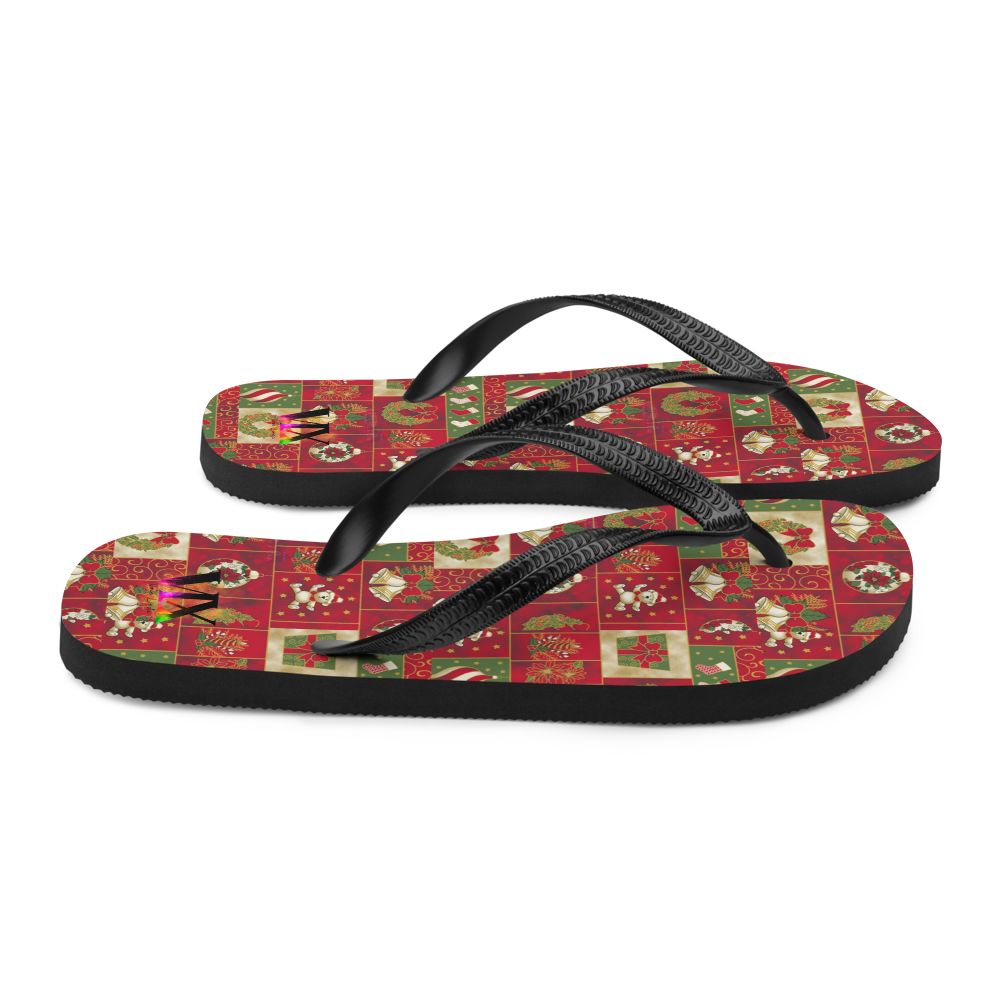 Christmas Santa Red Flip-Flops – Holiday Sandals with Cushioned Sole | Festive Footwear for Christmas Cheer