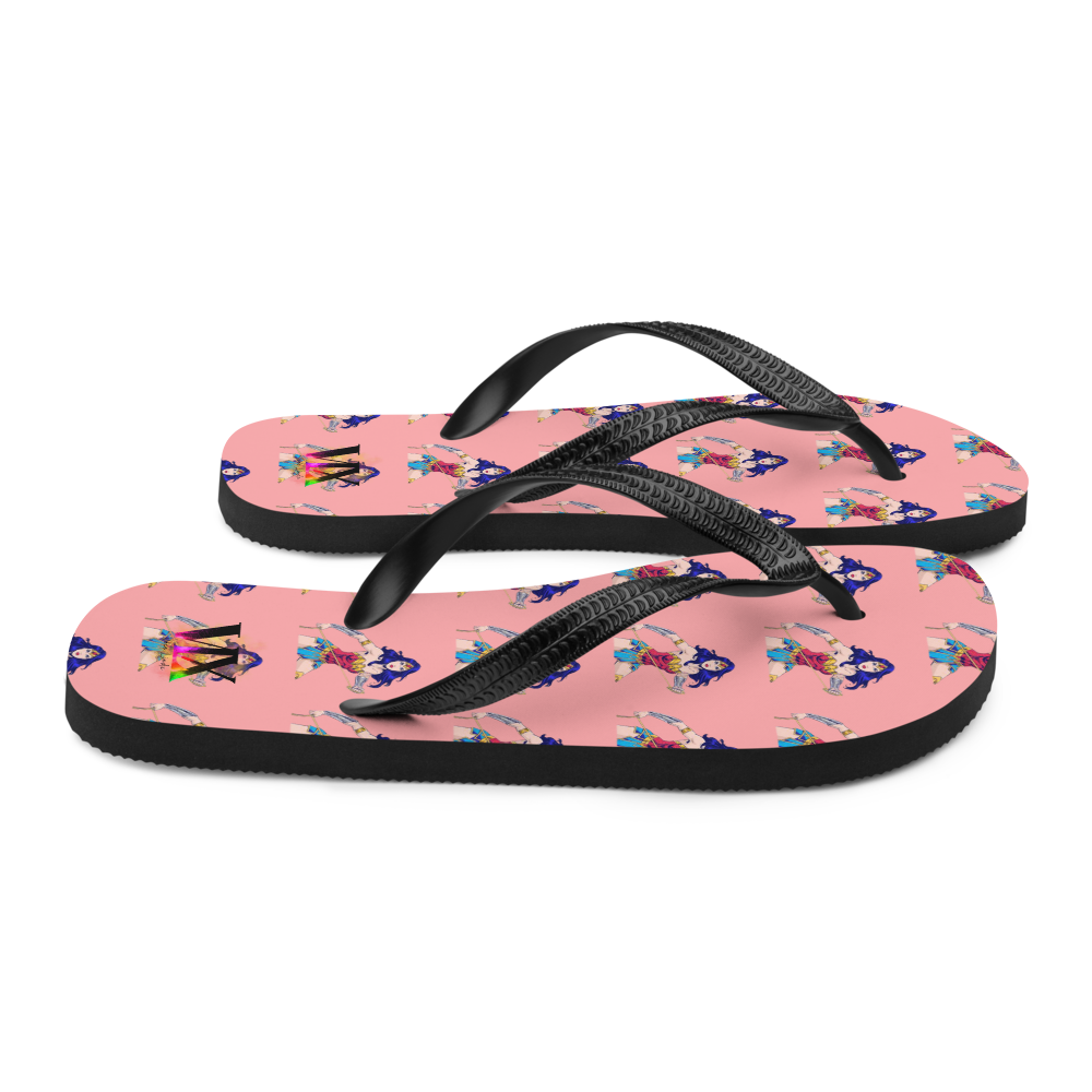 Wonder Woman Flip-Flops – Pink Background Comic Print Sandals with Cushioned Sole | Empowerment Footwear for All
