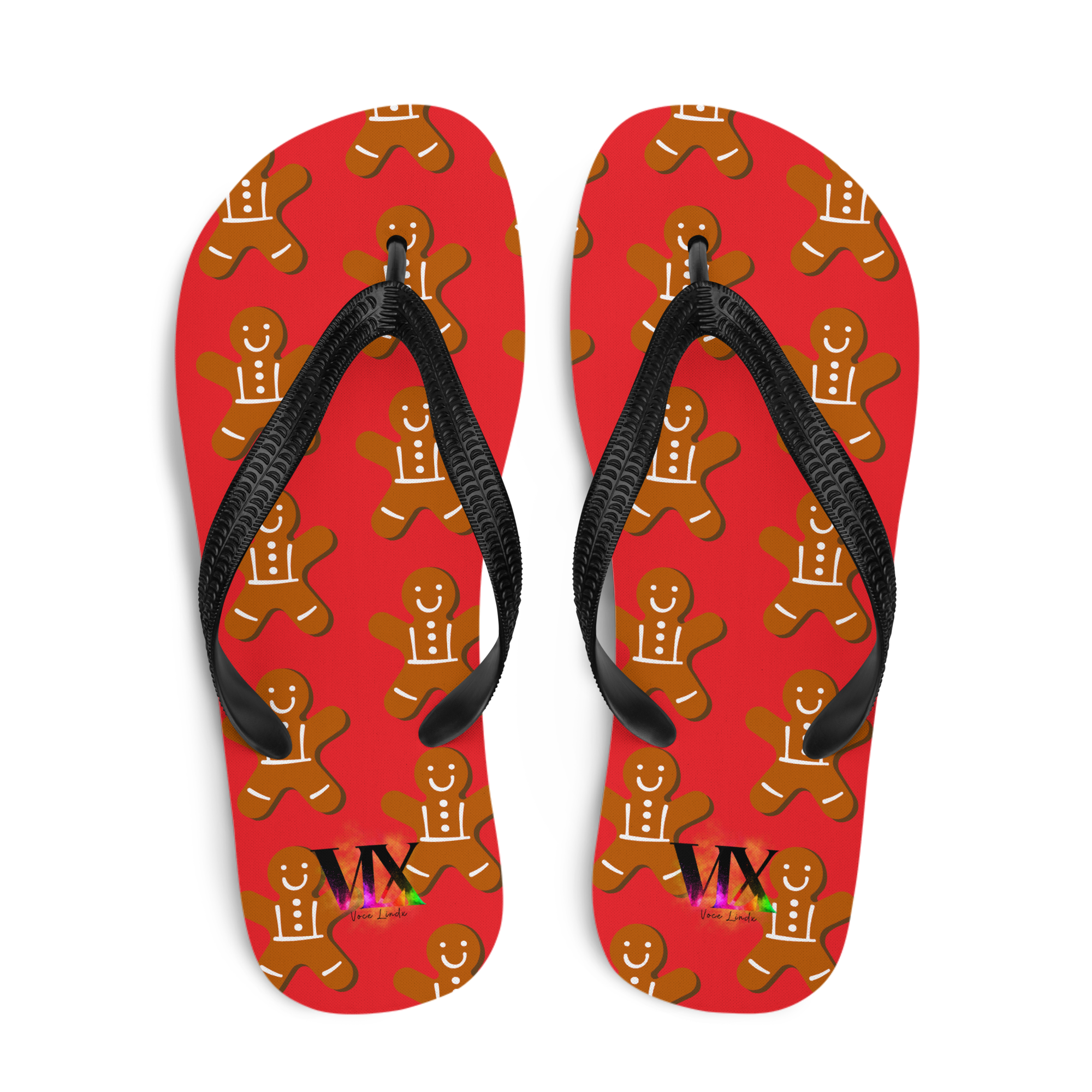 VOCE LINDX Christmas Cookies Flip‑Flops – Festive Design, Cushioned Sole & Non‑Slip Grip – Seasonal Summer Footwear