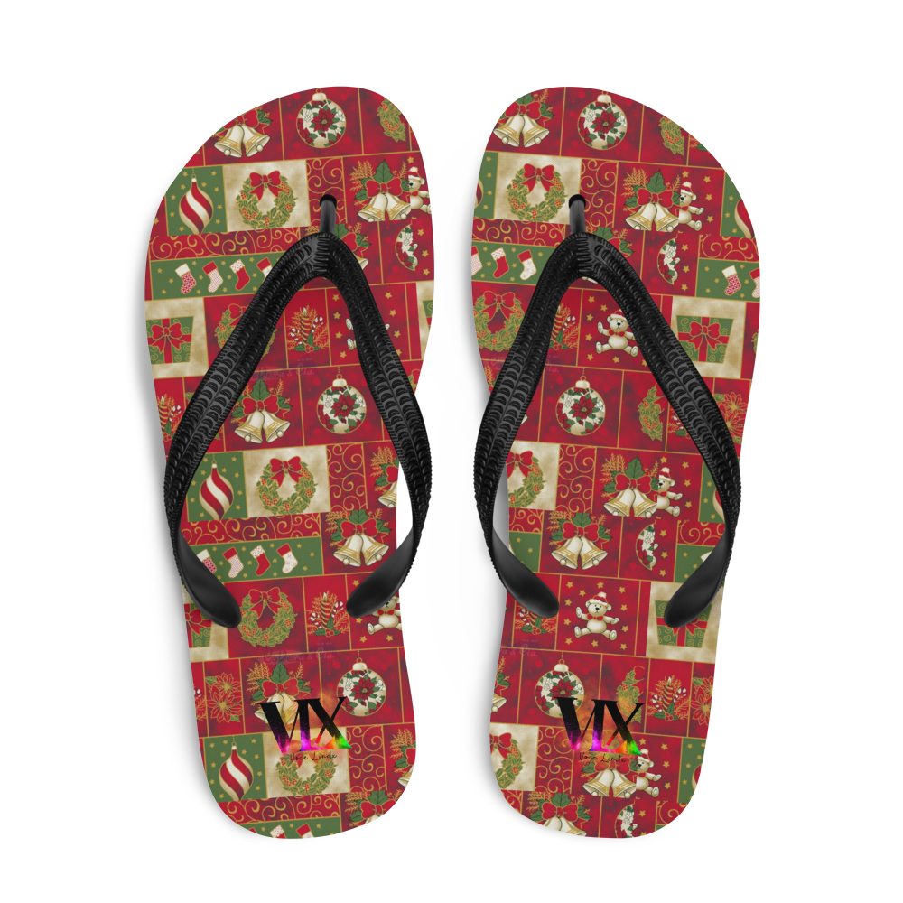 Christmas Santa Red Flip-Flops – Holiday Sandals with Cushioned Sole | Festive Footwear for Christmas Cheer