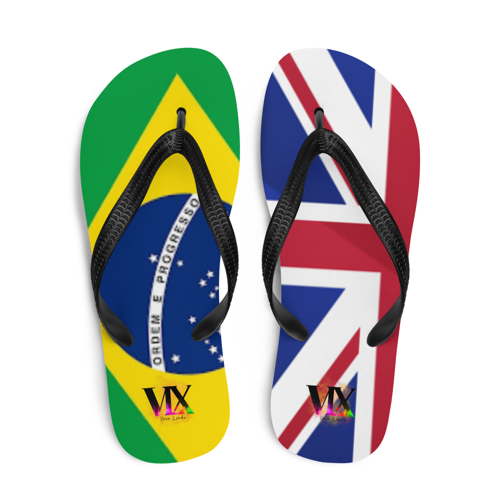 Brazil & England Flag Flip-Flops – Cushioned Sole Sandals with Dual National Print | Comfortable Multicultural Footwear