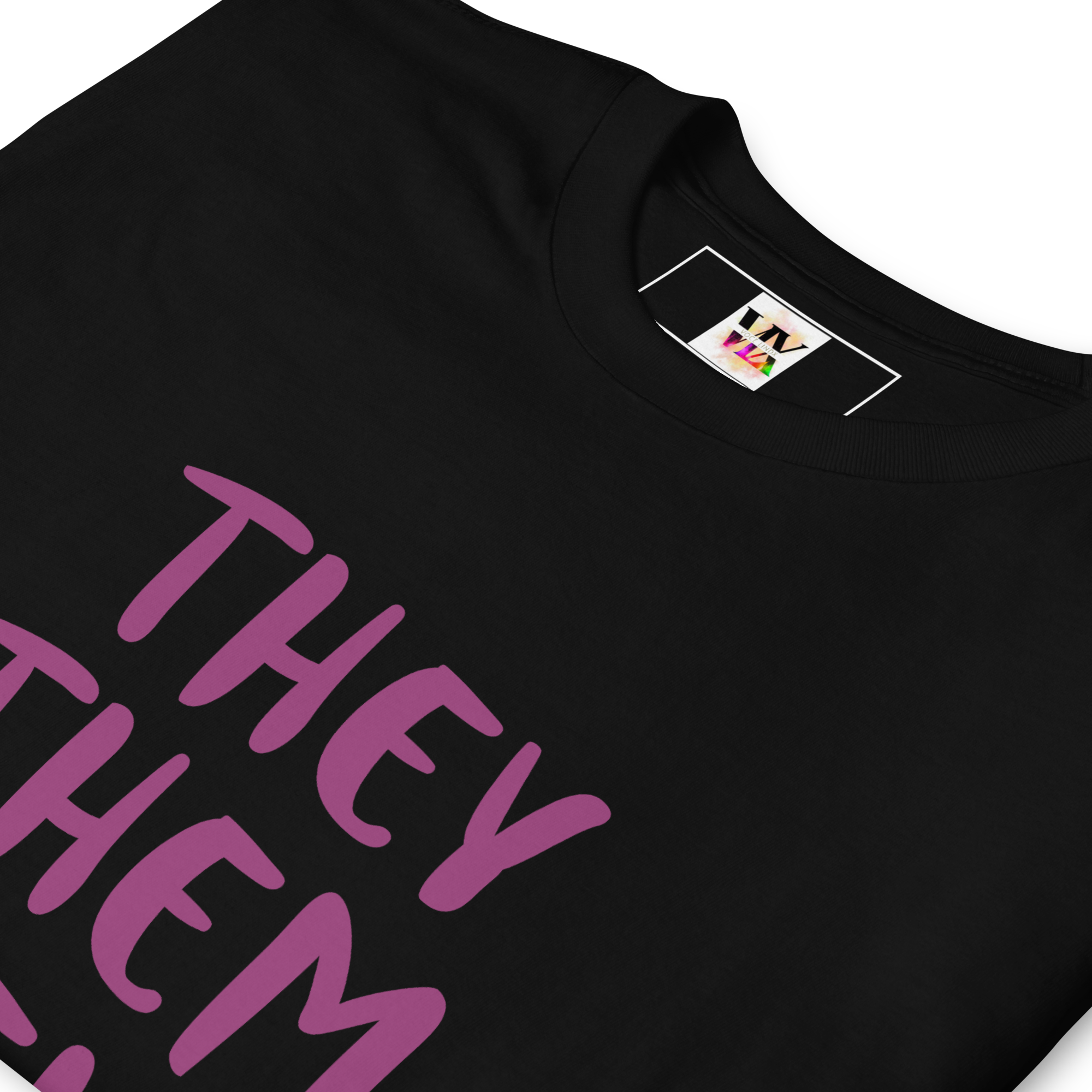 Short-Sleeve Cotton T-Shirt – “They/Them/Theirs” Pronouns Print | Inclusive Pride Design