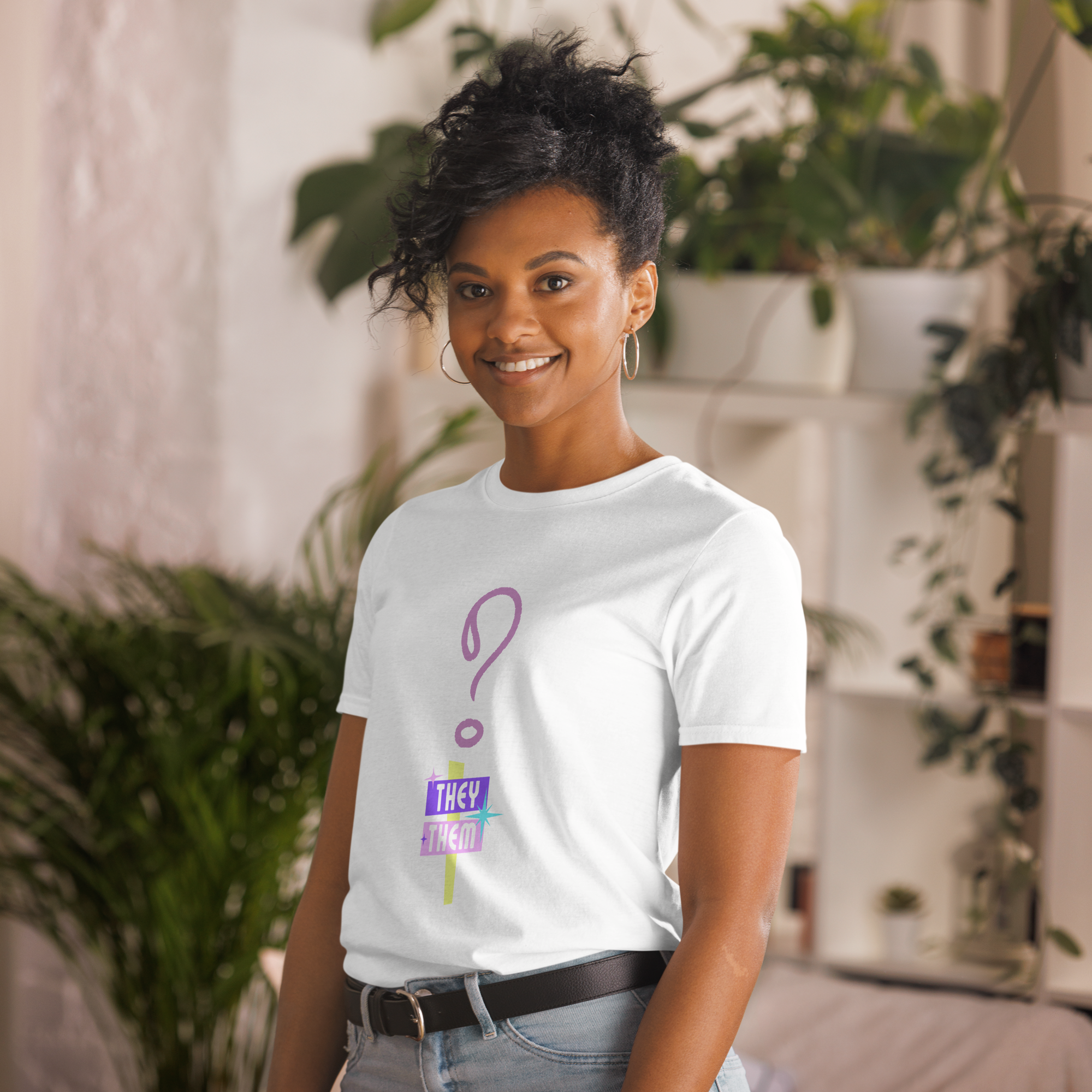 VOCE LINDX “They/Them” Short Sleeve T‑Shirt – 100 % Cotton Jersey, Pronoun-Statement Tee