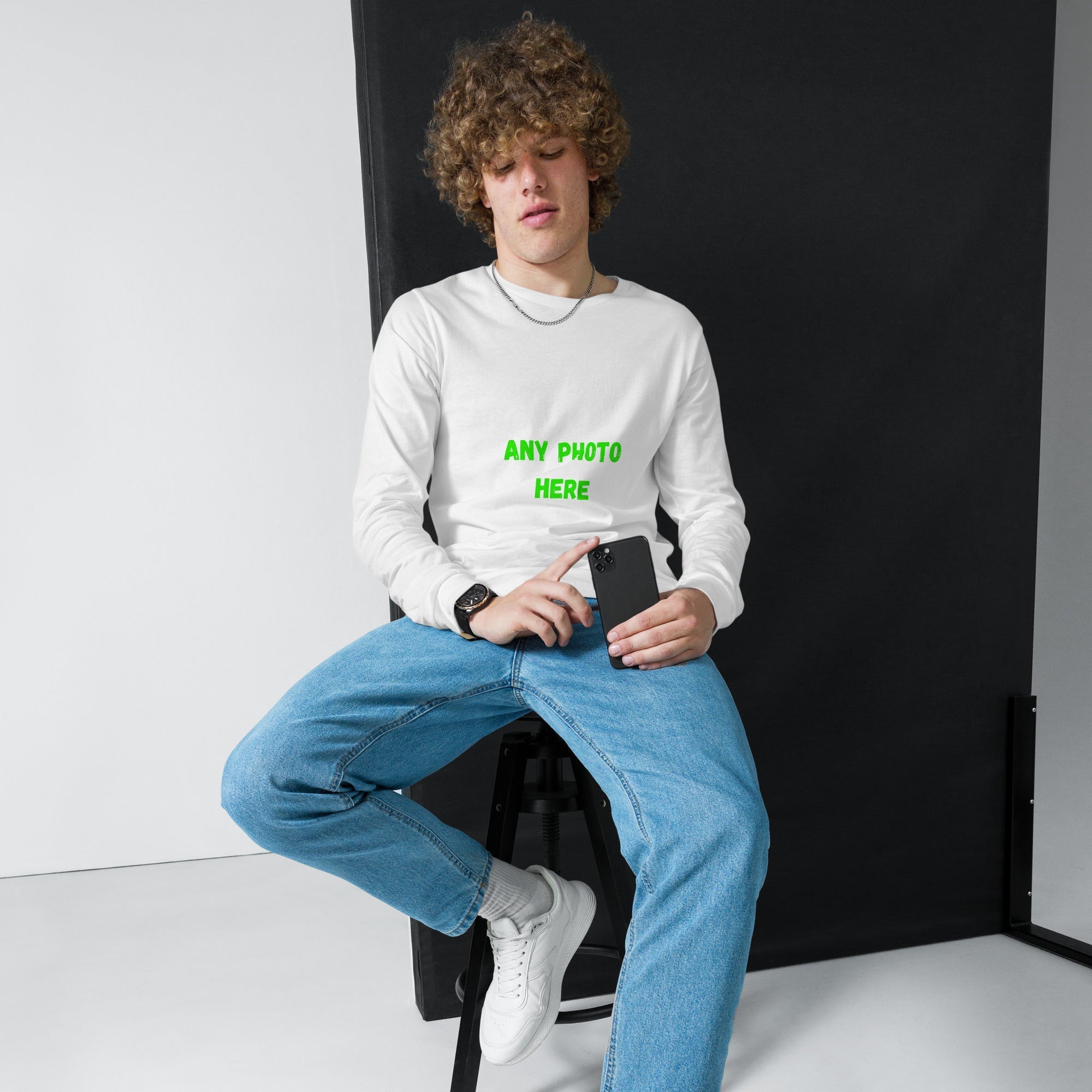 VOCE LINDX Long Sleeve Tee – Upload Your Photo or Design – 100% Cotton Jersey, Comfortable & Customisable