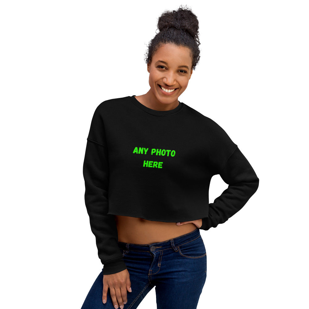 VOCE LINDX Cropped Sweatshirt – 50/50 Cotton–Poly Fleece, Ribbed Cuffs & Raw Hem – Custom Artwork