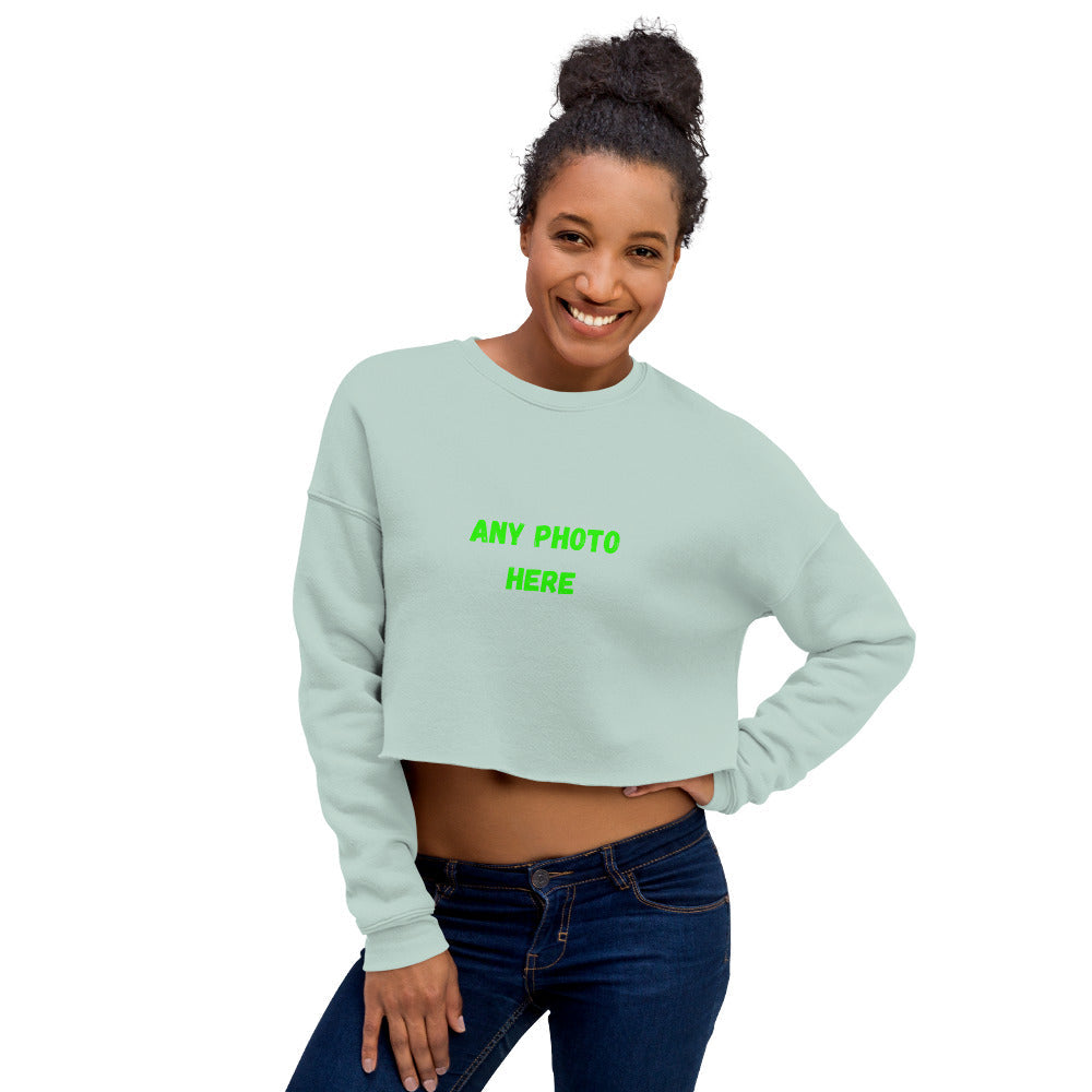 VOCE LINDX Cropped Sweatshirt – 50/50 Cotton–Poly Fleece, Ribbed Cuffs & Raw Hem – Custom Artwork