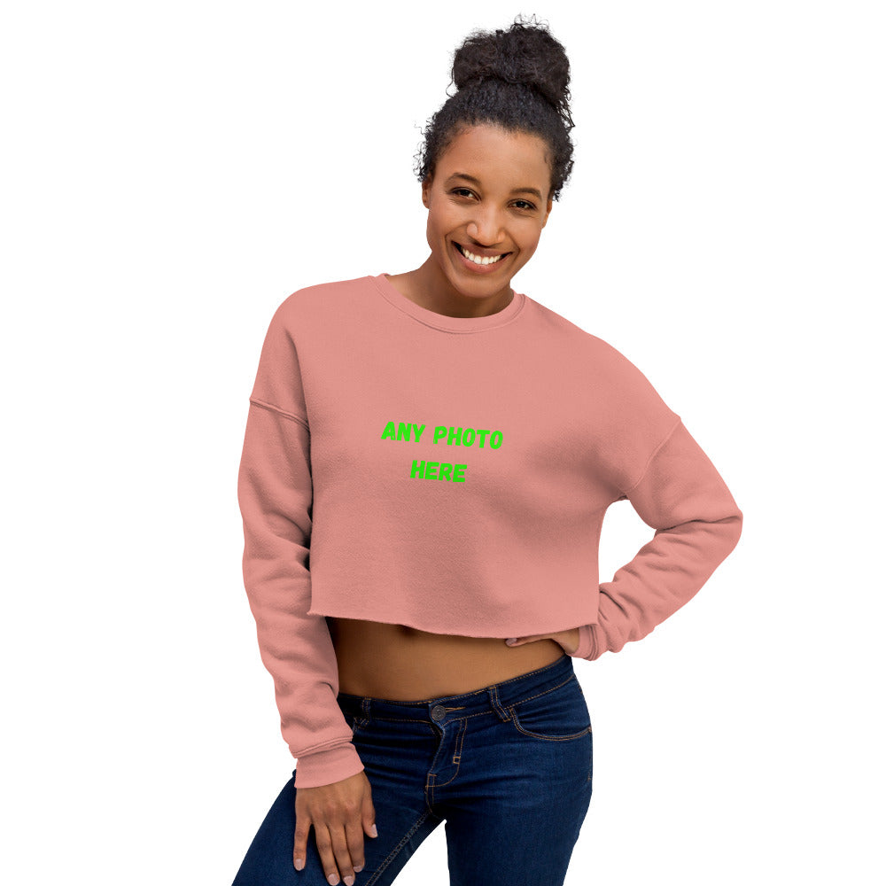VOCE LINDX Cropped Sweatshirt – 50/50 Cotton–Poly Fleece, Ribbed Cuffs & Raw Hem – Custom Artwork